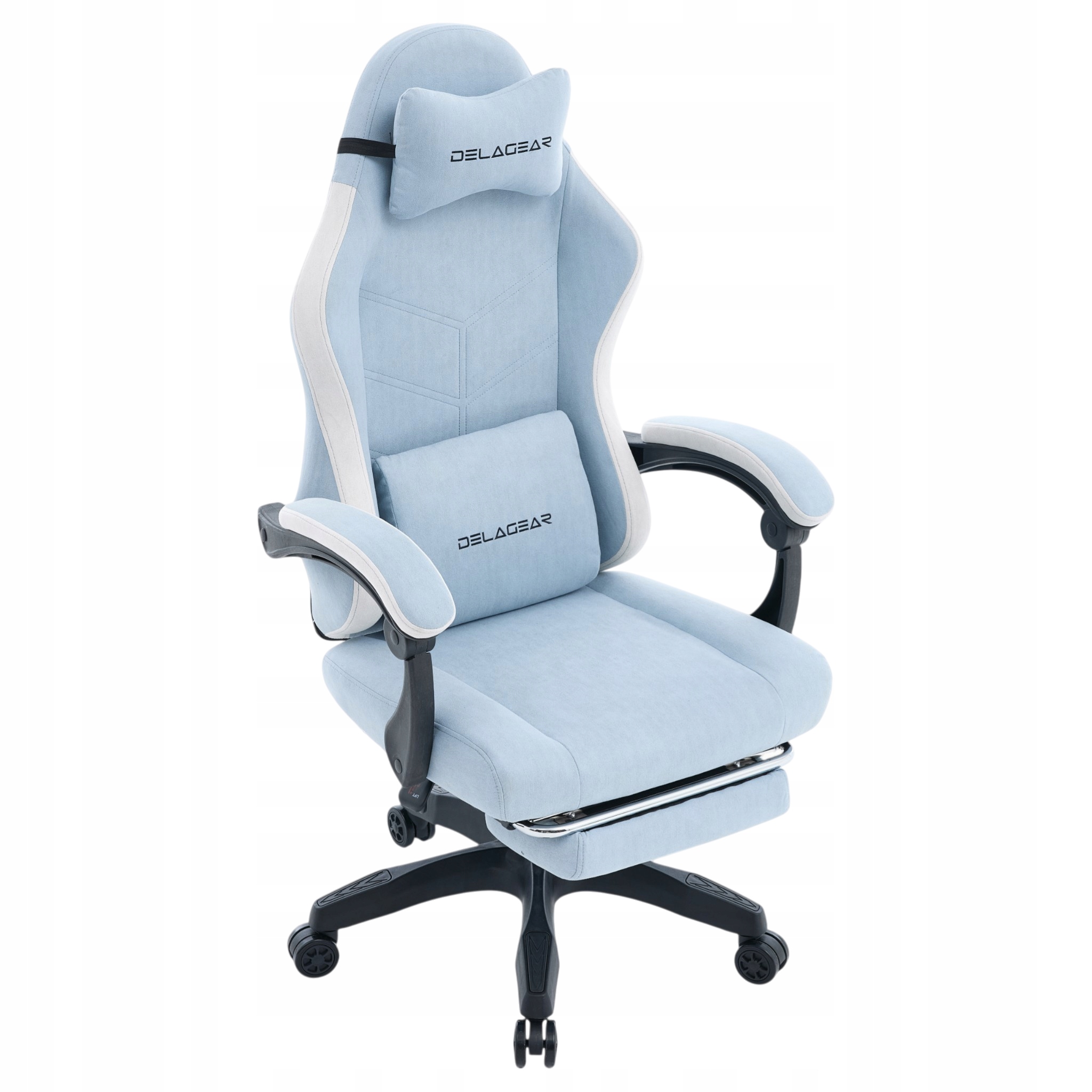 Delagear G 325 niebieski fotel gamingowy materiałowy obrotowy krzesło
