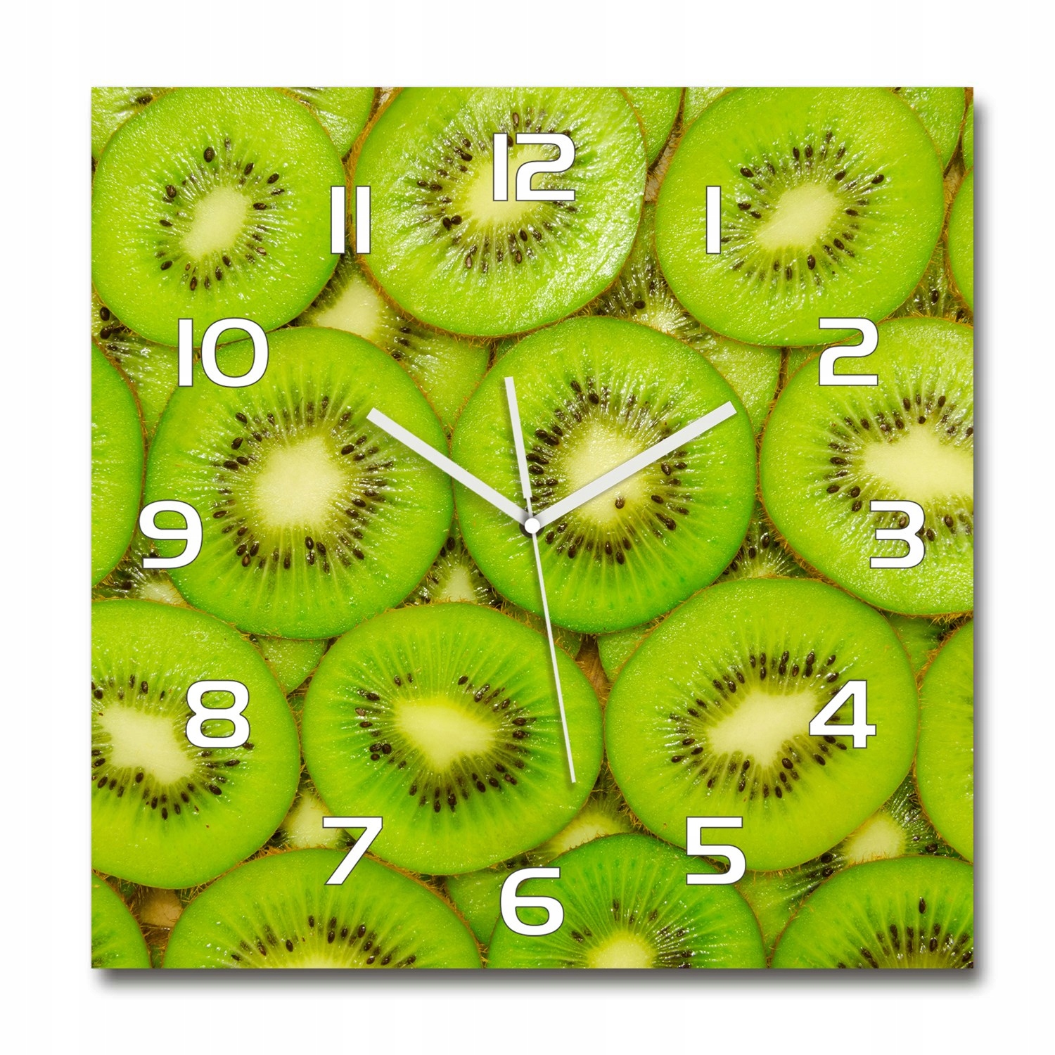 

Duży szklany zegar, cichy mechanizm Kiwi 60x60 cm