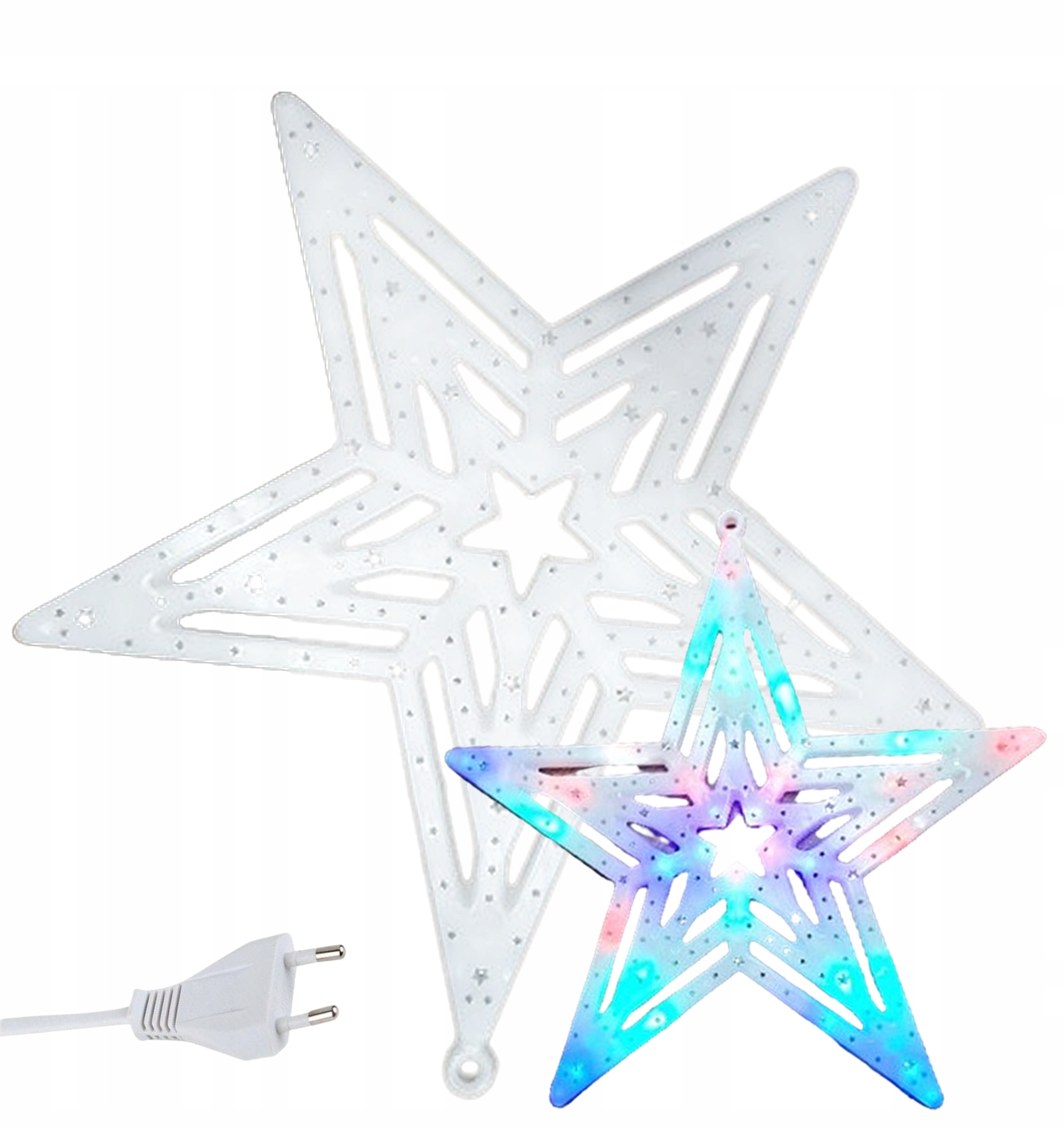 GWIAZDA ŚNIEŻYNKA OZDOBA DO OKNO DWUSTRONNA KOLOROWA LAMPKA LED MRUGAJĄCA