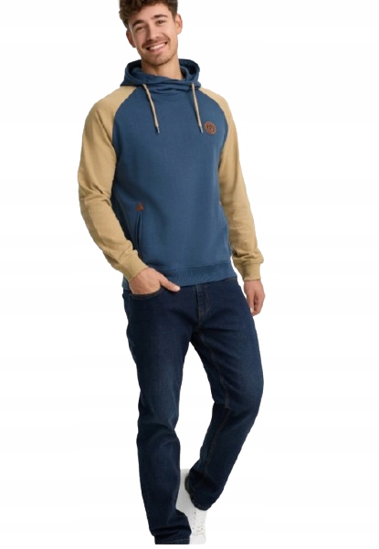 Indicode Pánská Mikina S Kapucí Modrobéžová S Nášivkou XL Rłg