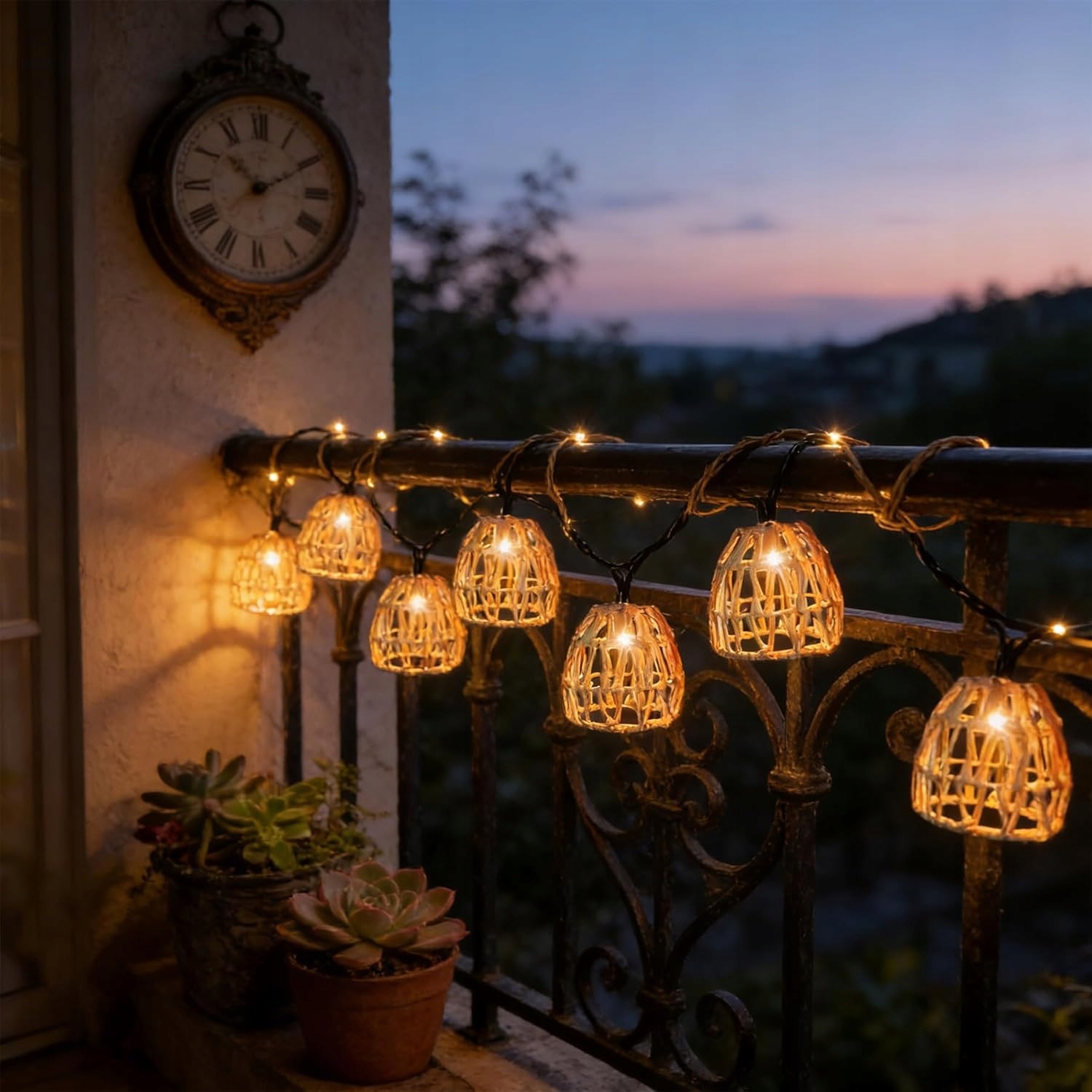 YEAHBOOM 10x LED Solarne Lampki Rattanowe Na Zewnątrz Balkon Ogród — miniatura 5