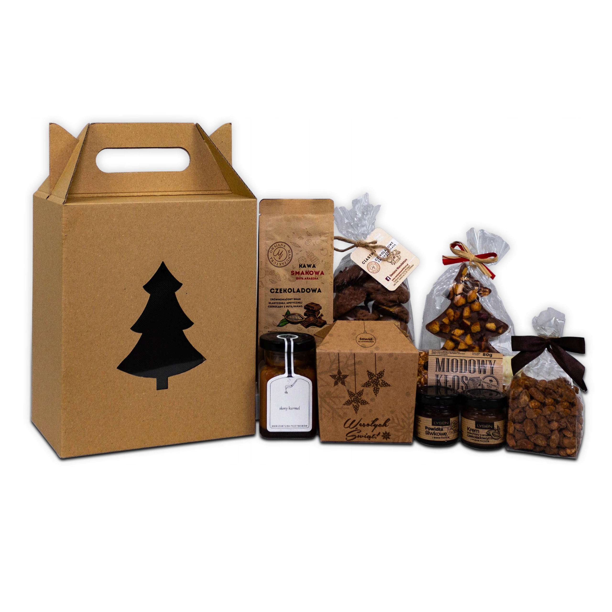 Vánoční Dárková Sada s uchem Cukrovinka smetana, švestky, káva