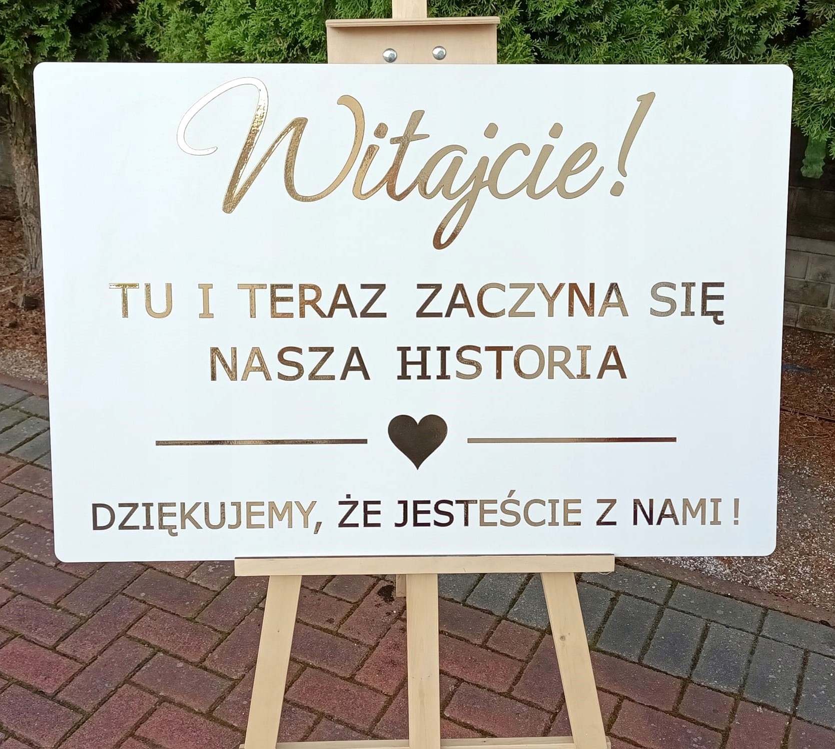 Tablica Powitalna na Wesele Ślub Dekoracja Złote Napisy 50x70 cm Marka KaDa