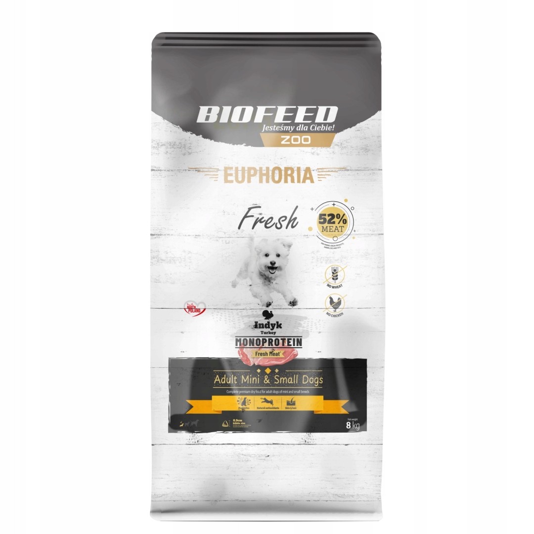 Levně Biofeed Euphoria Fresh 8 kg Monoproteinové Krmivo pro psy malých plemen Krůta