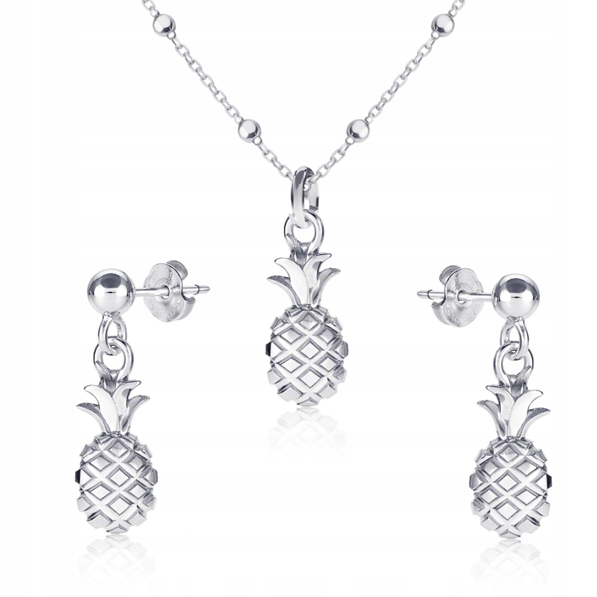 Ovoce Ananasy Ananas Stříbrný kuličkový komplet šperků stříbro 925