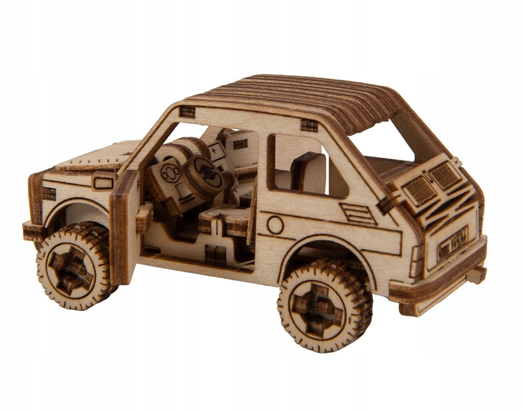 Puzzle 3D jak MALUCH FIAT 126P drewniany samochód auto model do składania Marka WoodenCity
