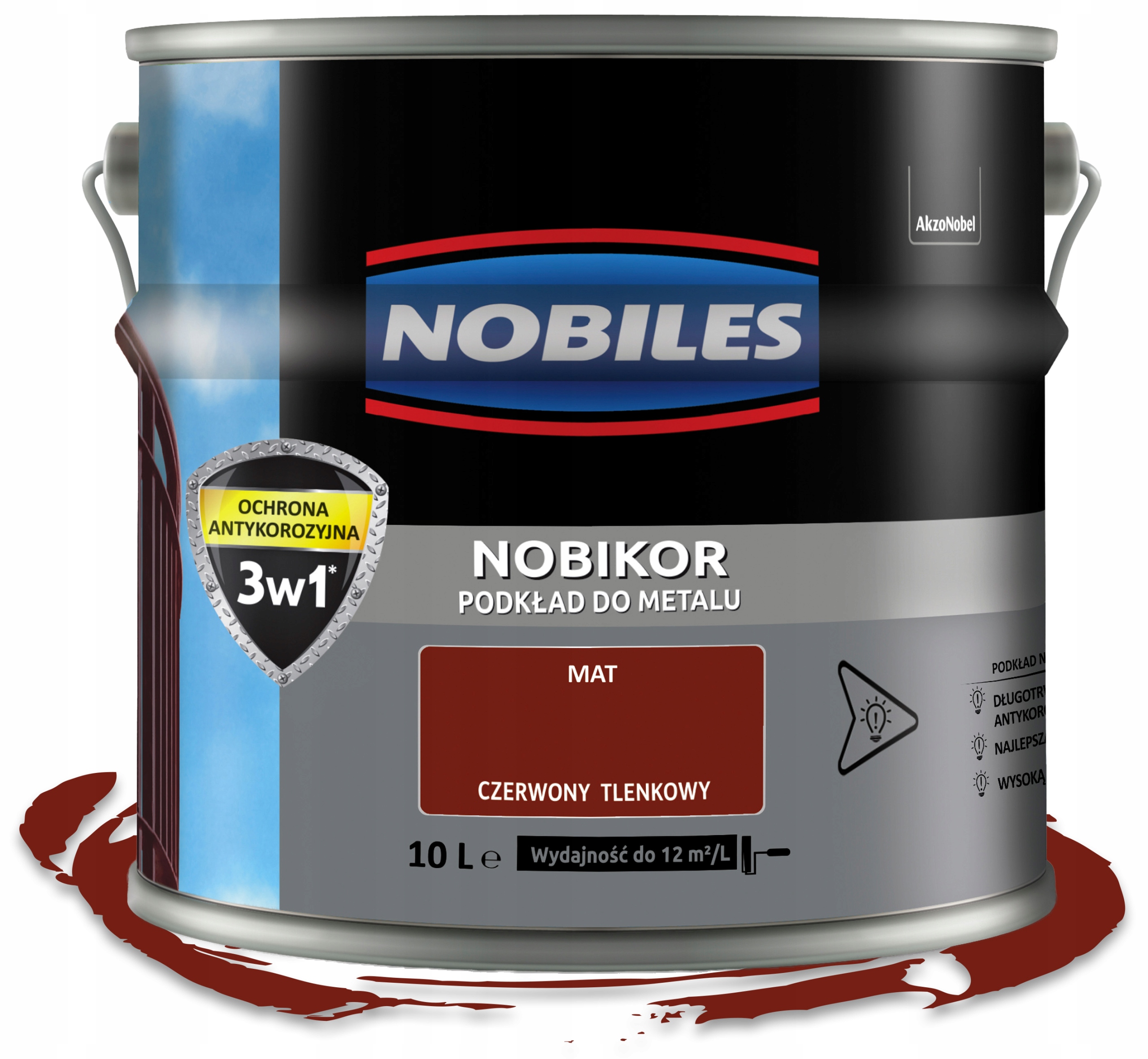 Nobiles Nobikor podkład antykorozyjny olejno-ftalowy Czerwony tlenkowy 10L