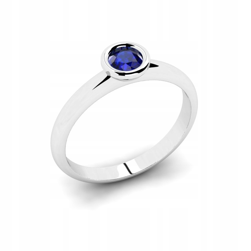 

Pierścionek Z Białego Złota Z Szafirową Cyrkonią