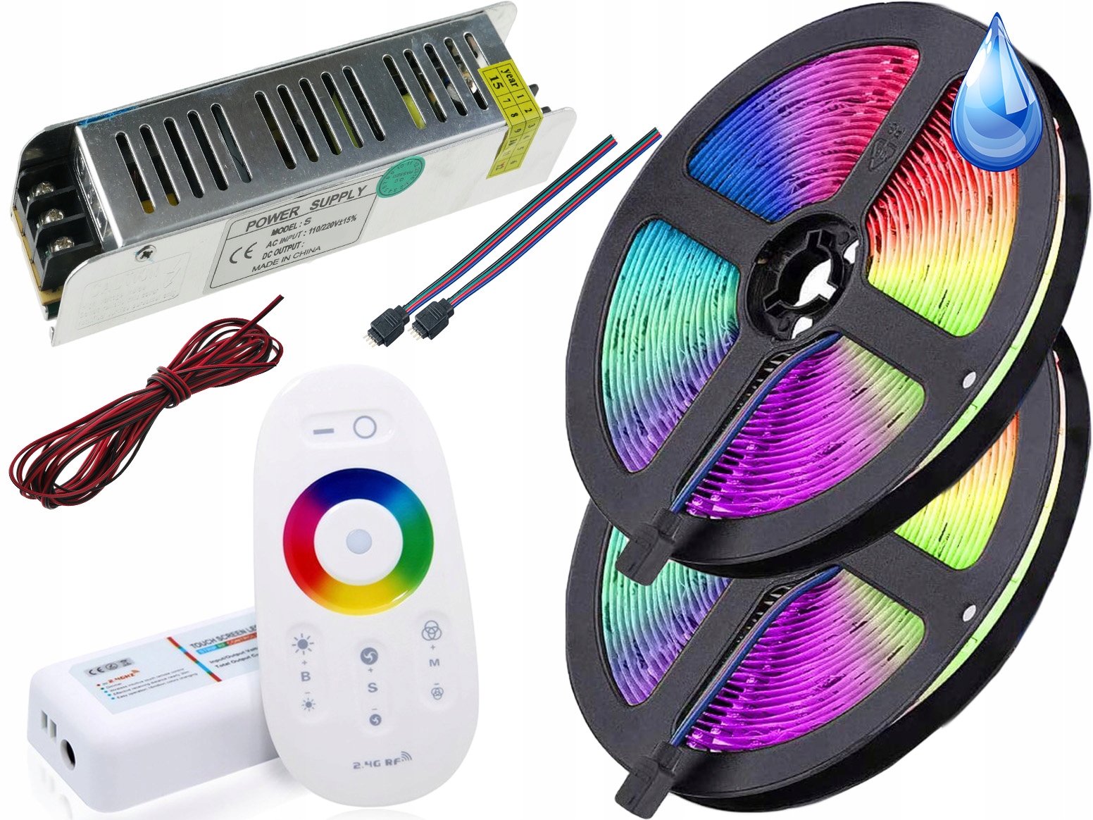 

Zestaw 10M 300LED Taśma Rgb Biały Wodoodporny 5050