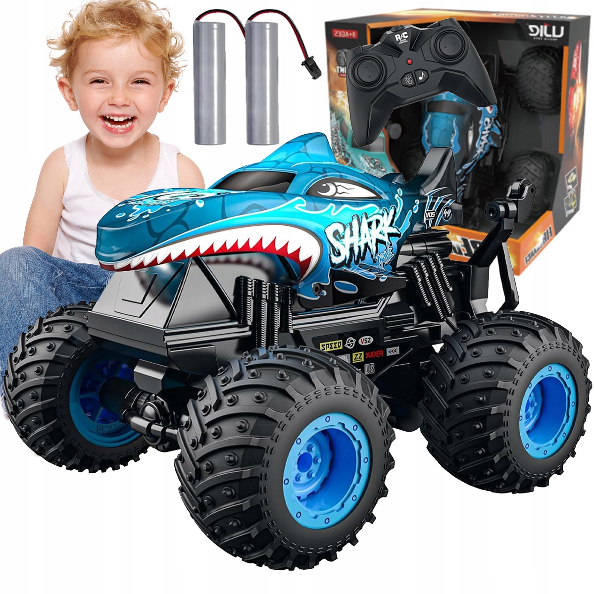 Samochód Samochód Monster Truck Zdalnie sterowany Dinozaury 4x4 Led