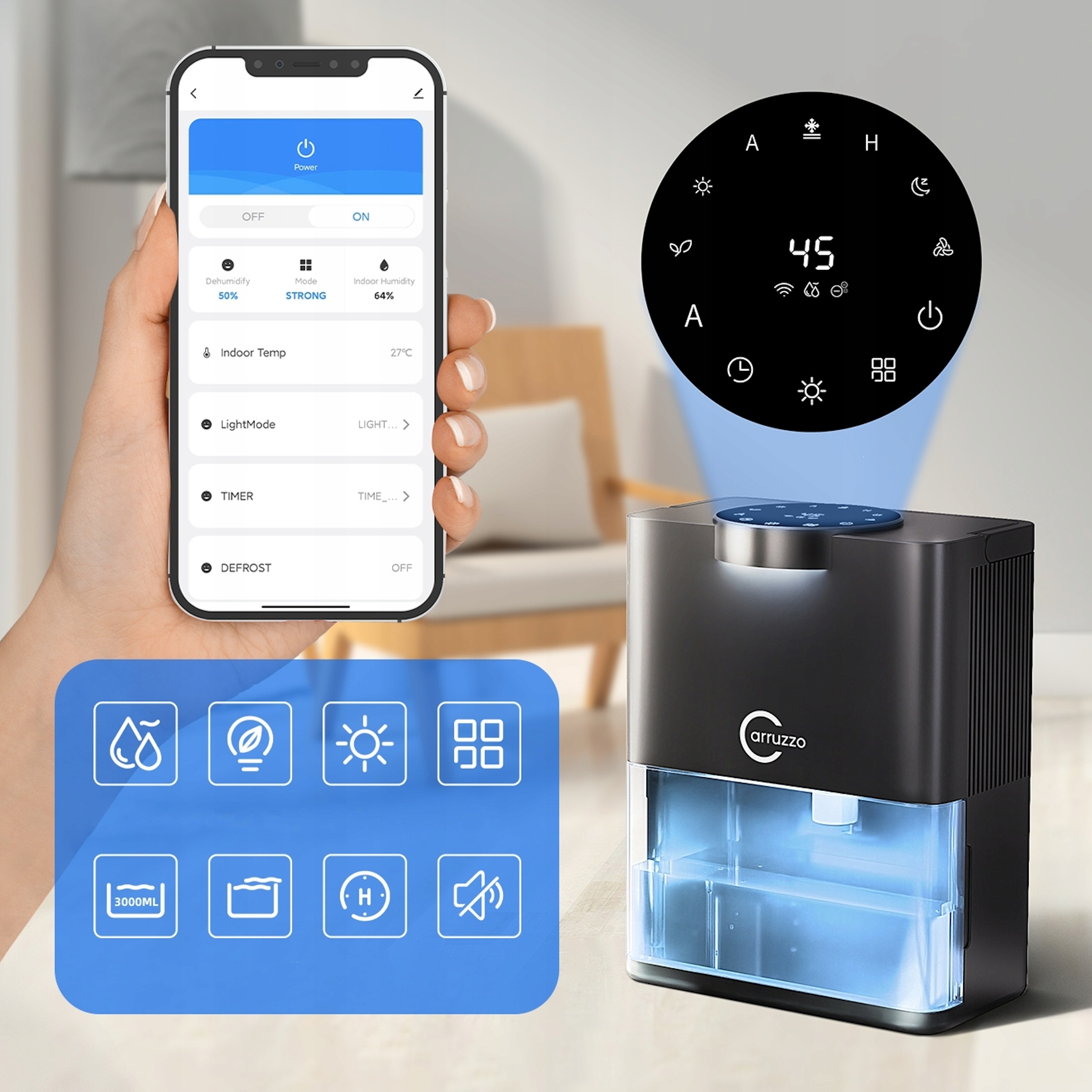 OSUSZACZ POCHŁANIACZ WILGOCI OCZYSZCZACZ HEPA DUŻY MOCNY + OSUSZACZ DO AUTA Model HEPA DUŻY MOCNY + OSUSZACZ DO AUTA