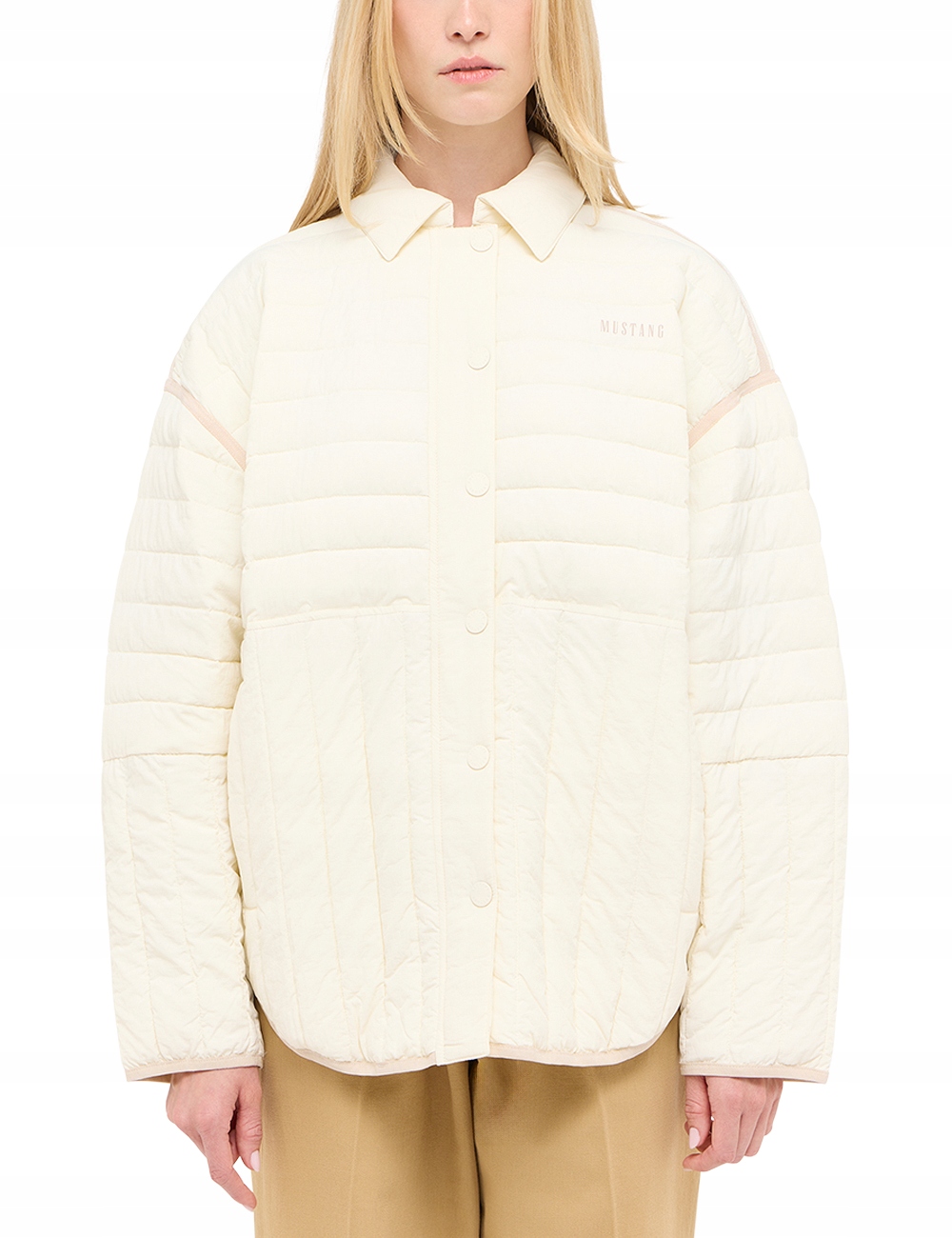 Mustang Krémová Dámská Oversize Prošívaná Bunda