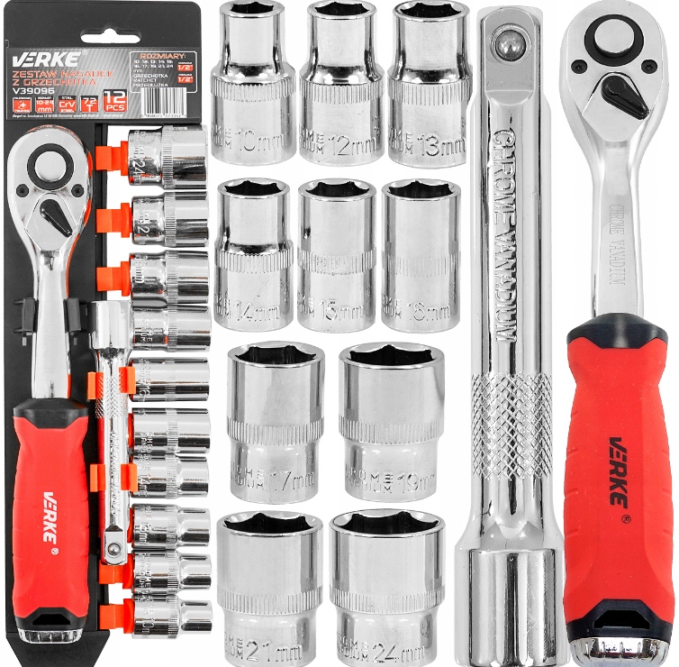 Nasadki Klucze Nasadowe Grzechotką 1/2 Zestaw Kluczy Nasadowych +przedłużka