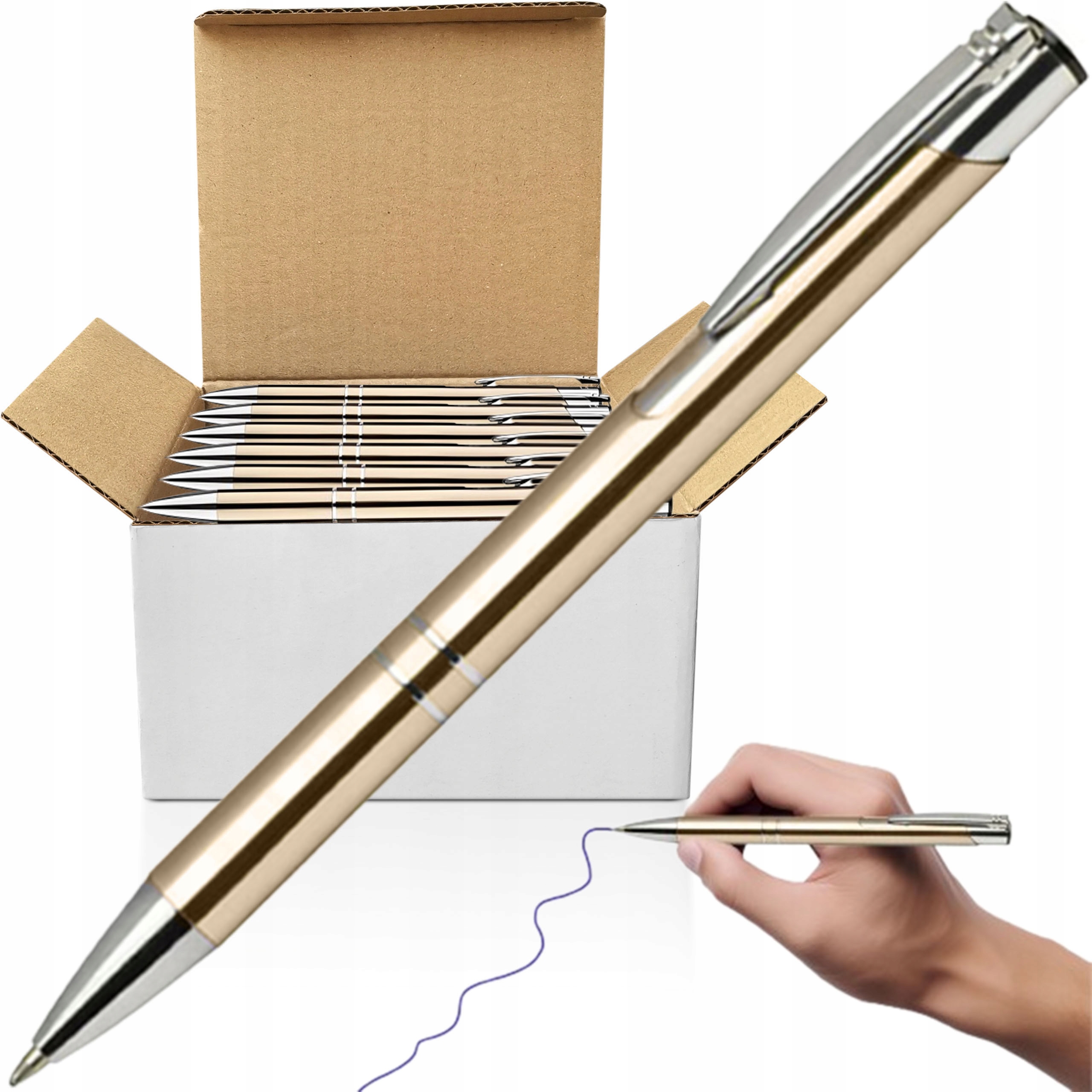 Długopisy Reklamowe Metalowe Automat Szampańskie 50 Szt Niebieski Wkład