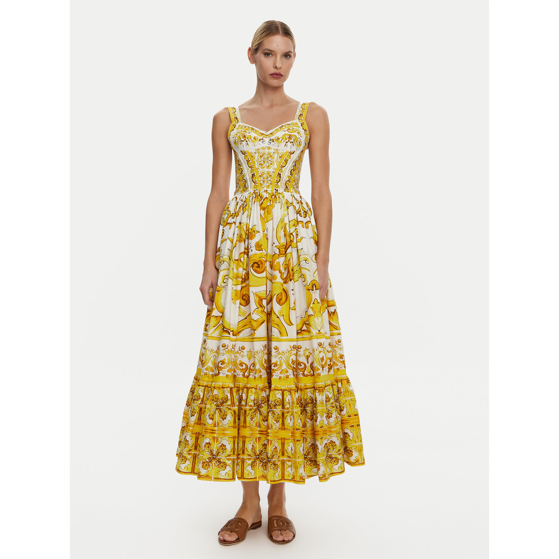 Dolce & Gabbana Damskie Sukienka letnia Żółty F6AEIT HH5A1
