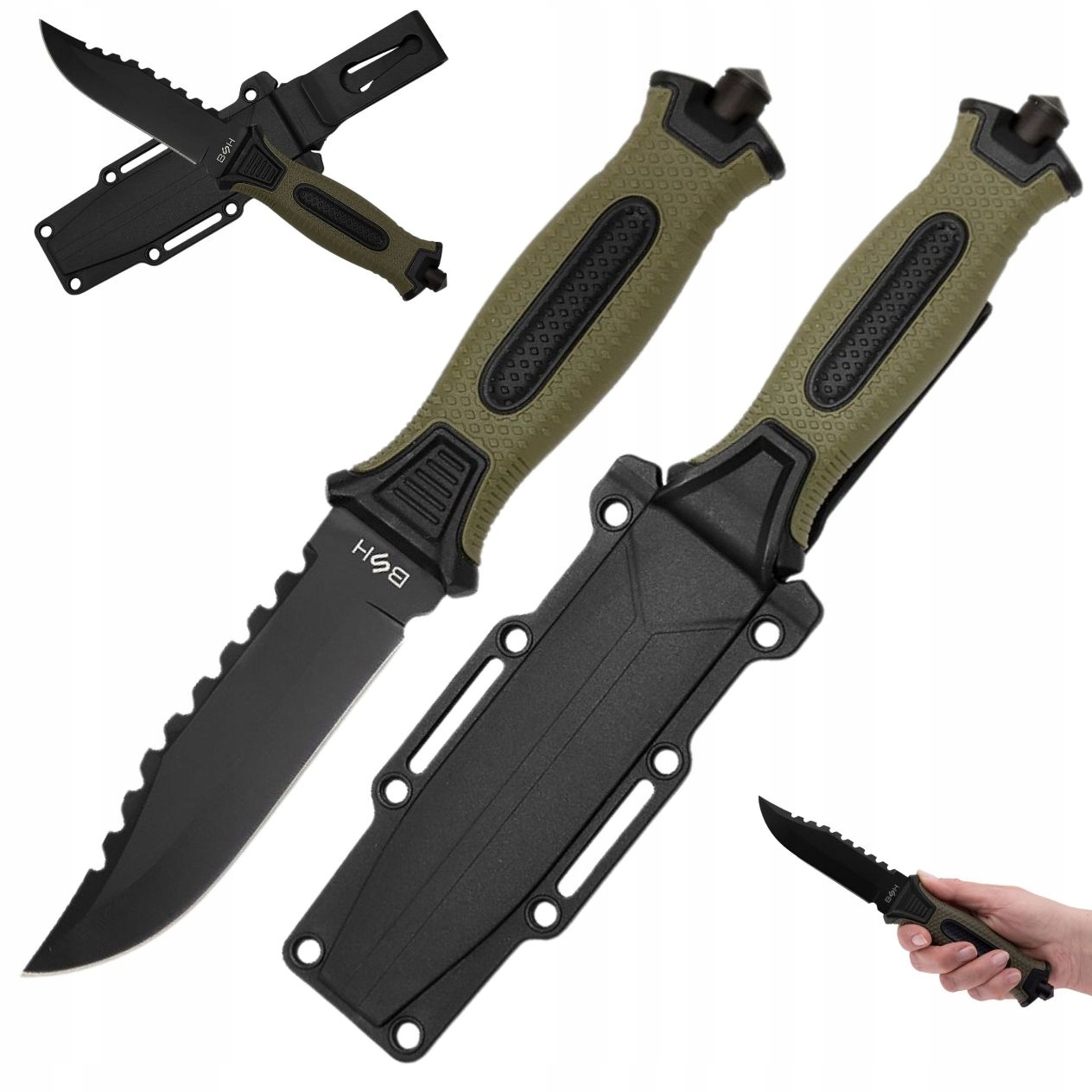 Bsh Nóż Taktyczny Survival Wojskowy Myśliwski Etui Bushcraft Futerał