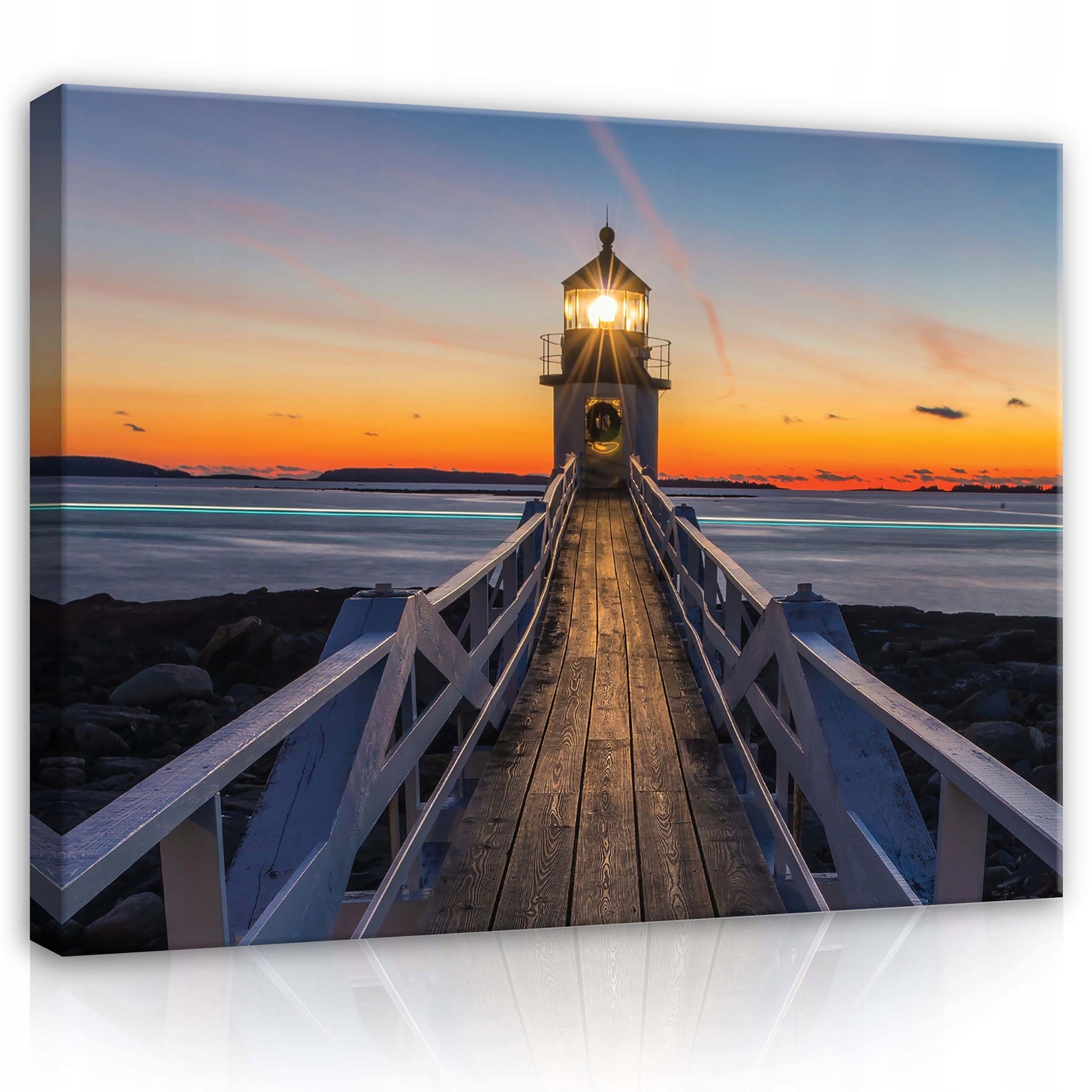 Obraz 100x75 Maják moře západ slunce krajina přímořský klid