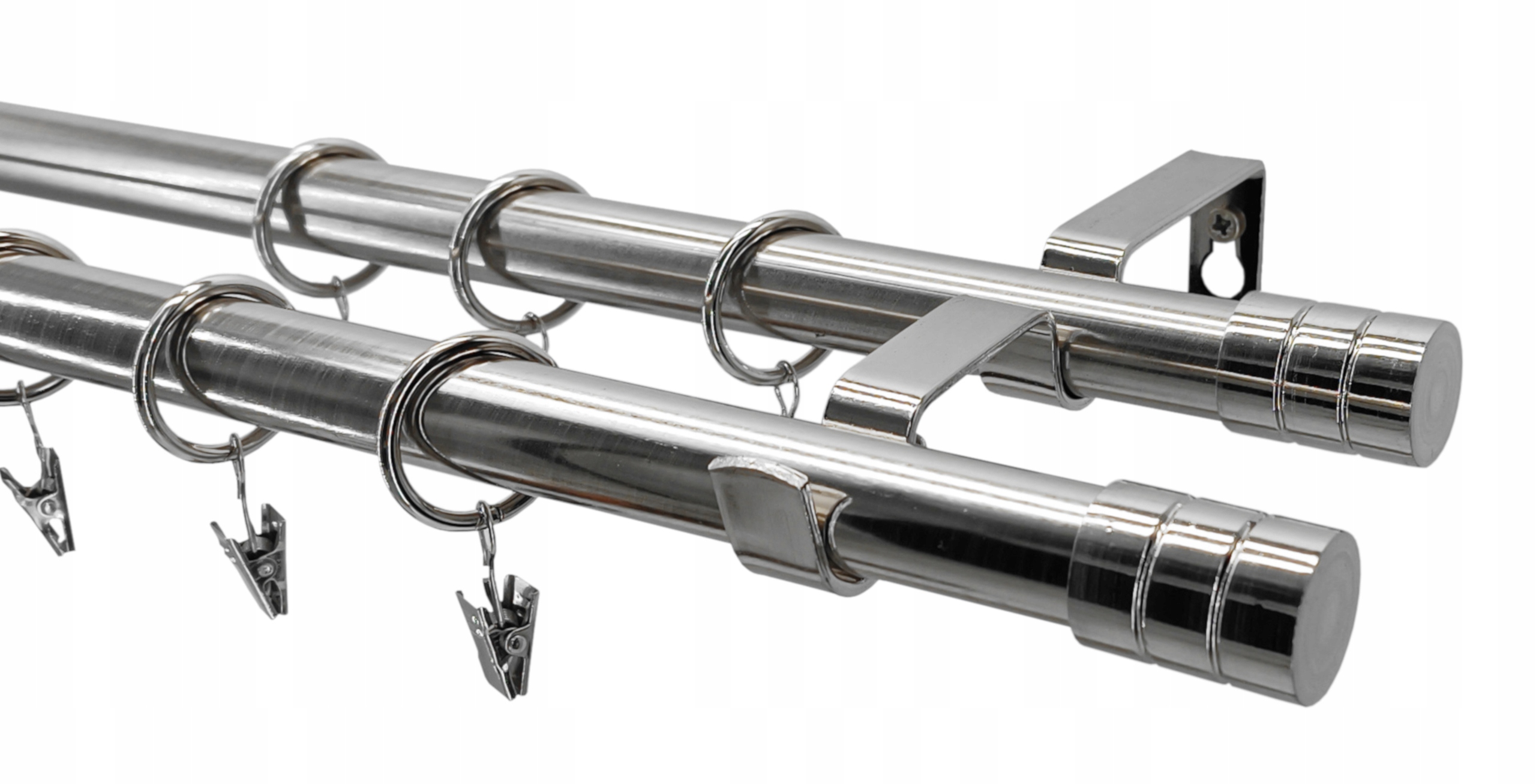 Garnýž kovový Loft Dvojitý 19 MIX Koncovek Nikl 300 cm galvanizovaný