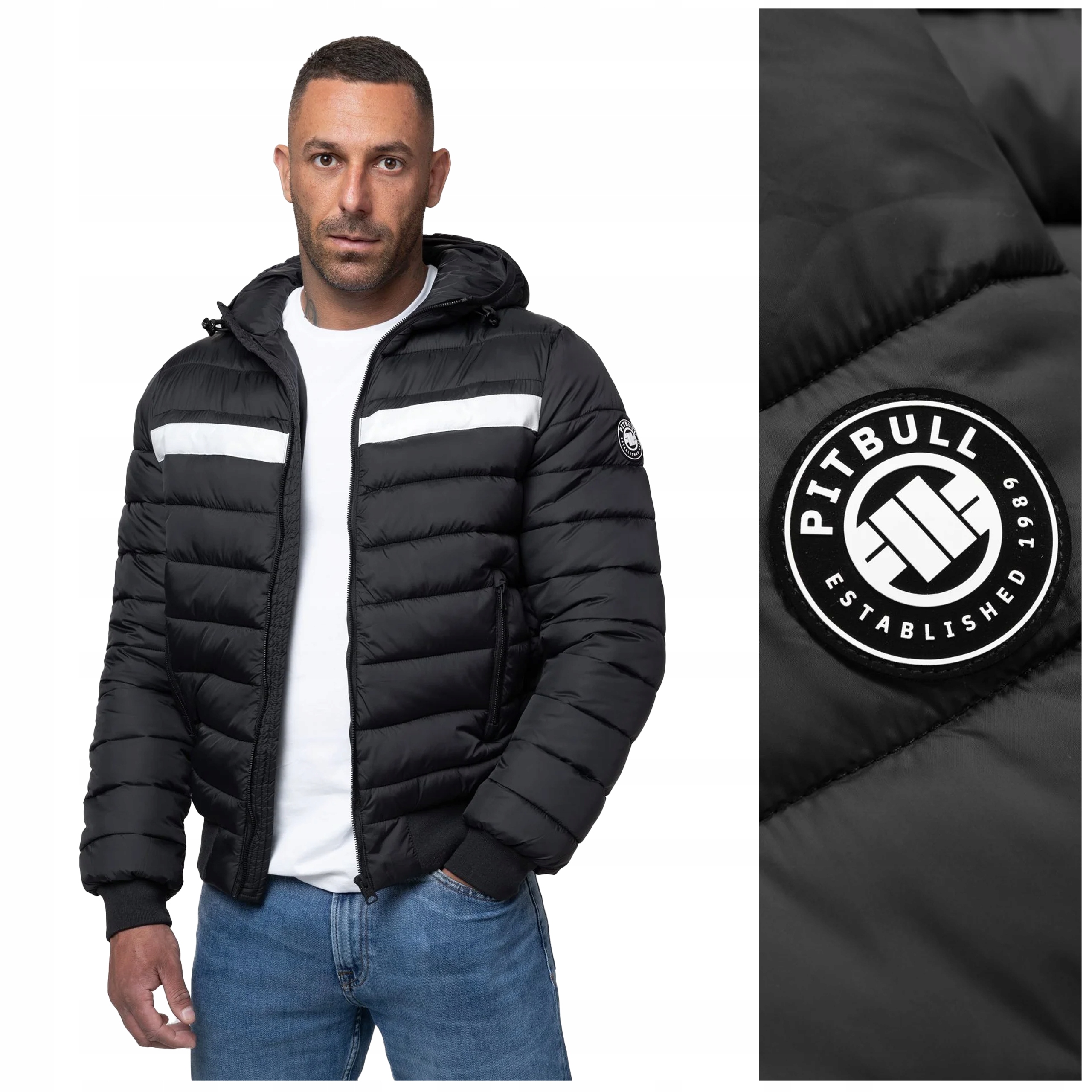 Prošívaná Zimní bunda Pit Bull "rubio" s kapucí vel. 3XL černá