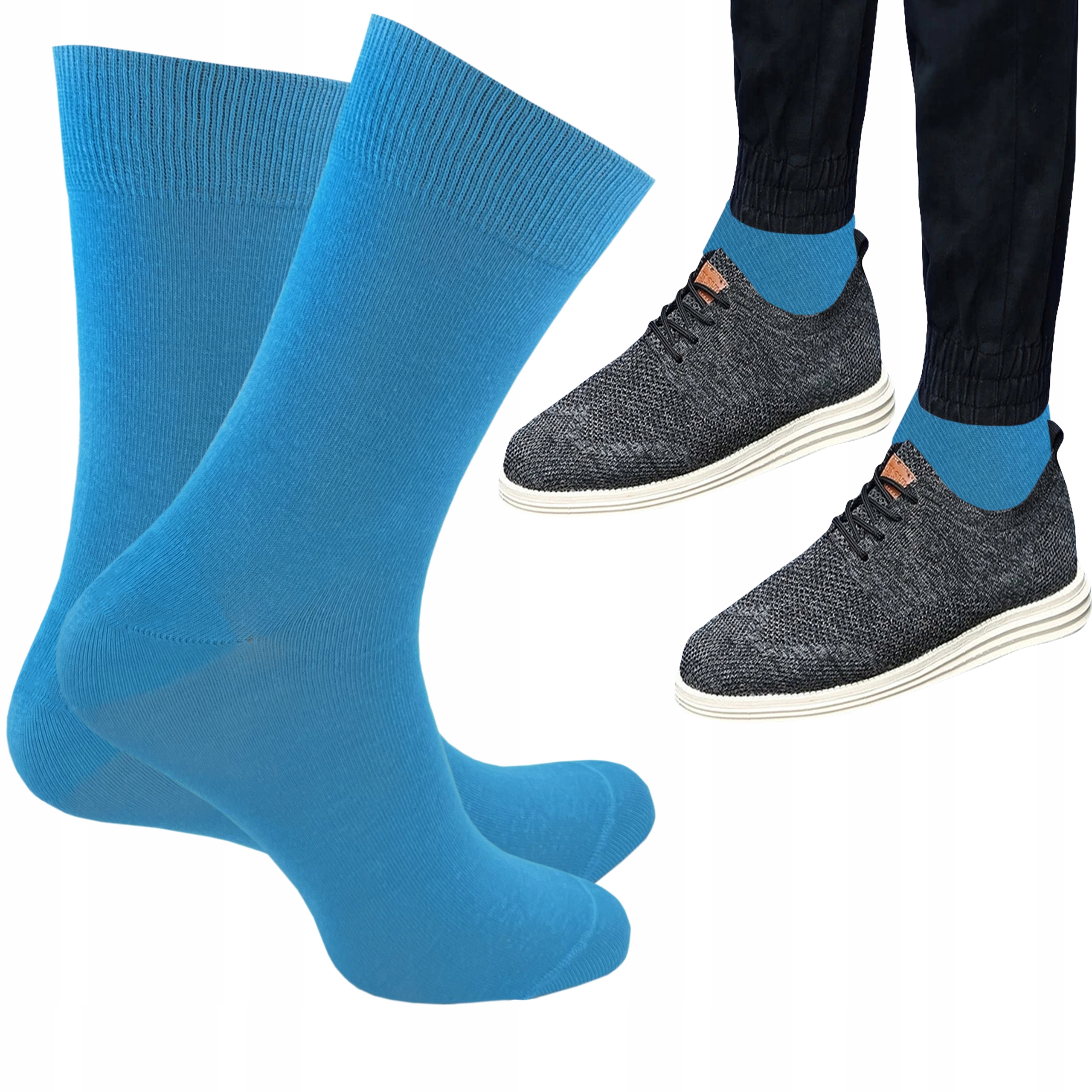 

Skarpety Męskie Wola Casual, Turkusowe 2, 45/47