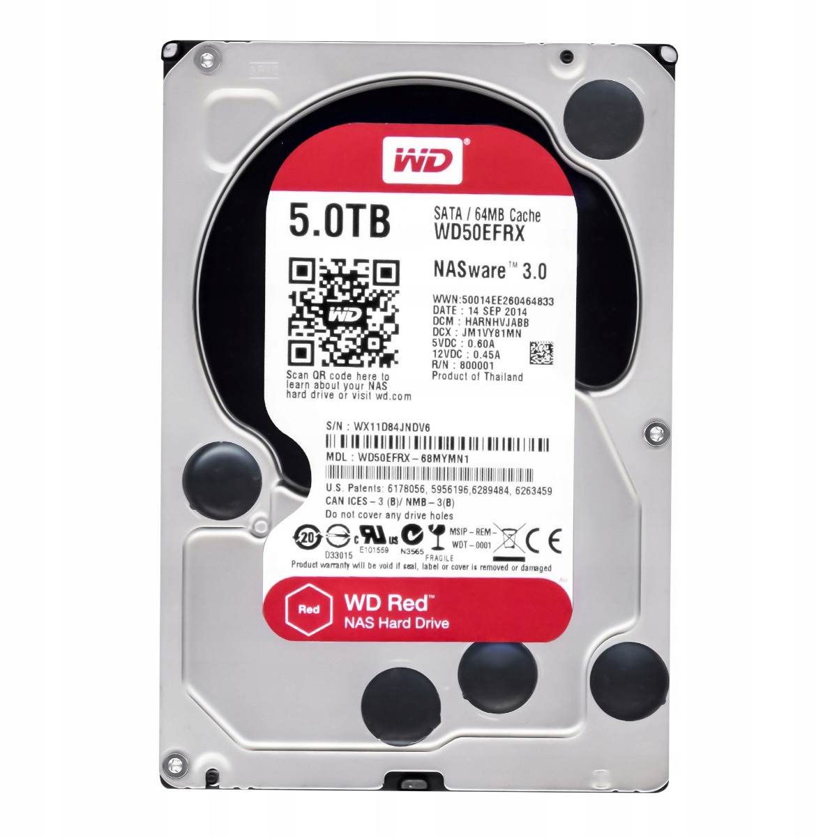 Wd Red 5TB 7.2K 64MB Sata III 3.5'' WD50EFRX NASware 3.0