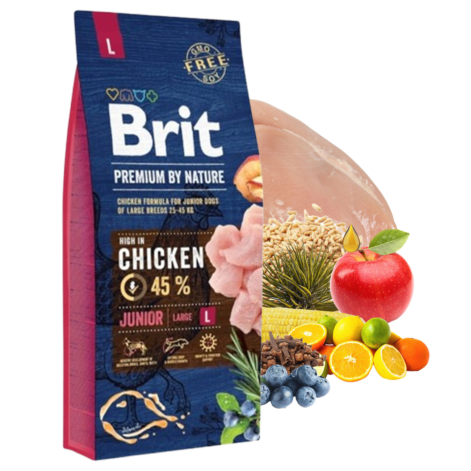 Brit By Nature Premium Junior krmivo pro štěňata velkých plemen L 15 kg