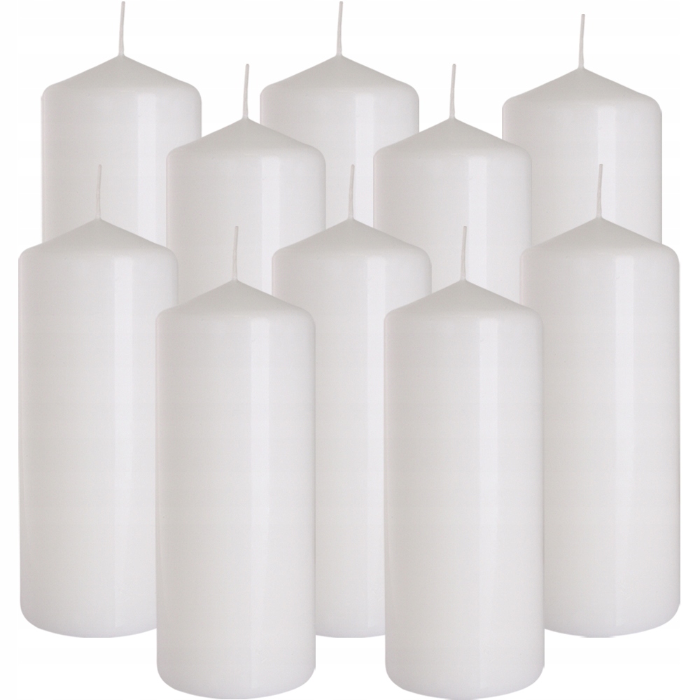ZESTAW 10 ŚWIEC STOŁOWYCH WALEC KLASYCZNA ŚWIECZKA 15cm 48h BIAŁA