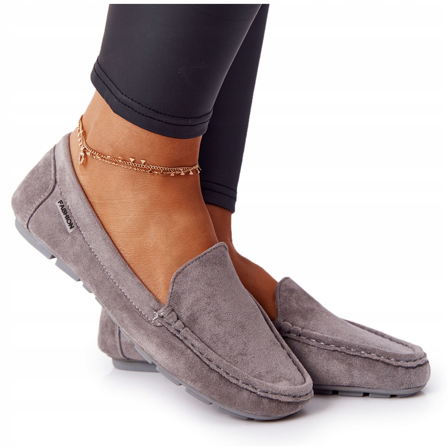 

Szare Skóra ekologiczna Buty Mokasyny PH1 r.40