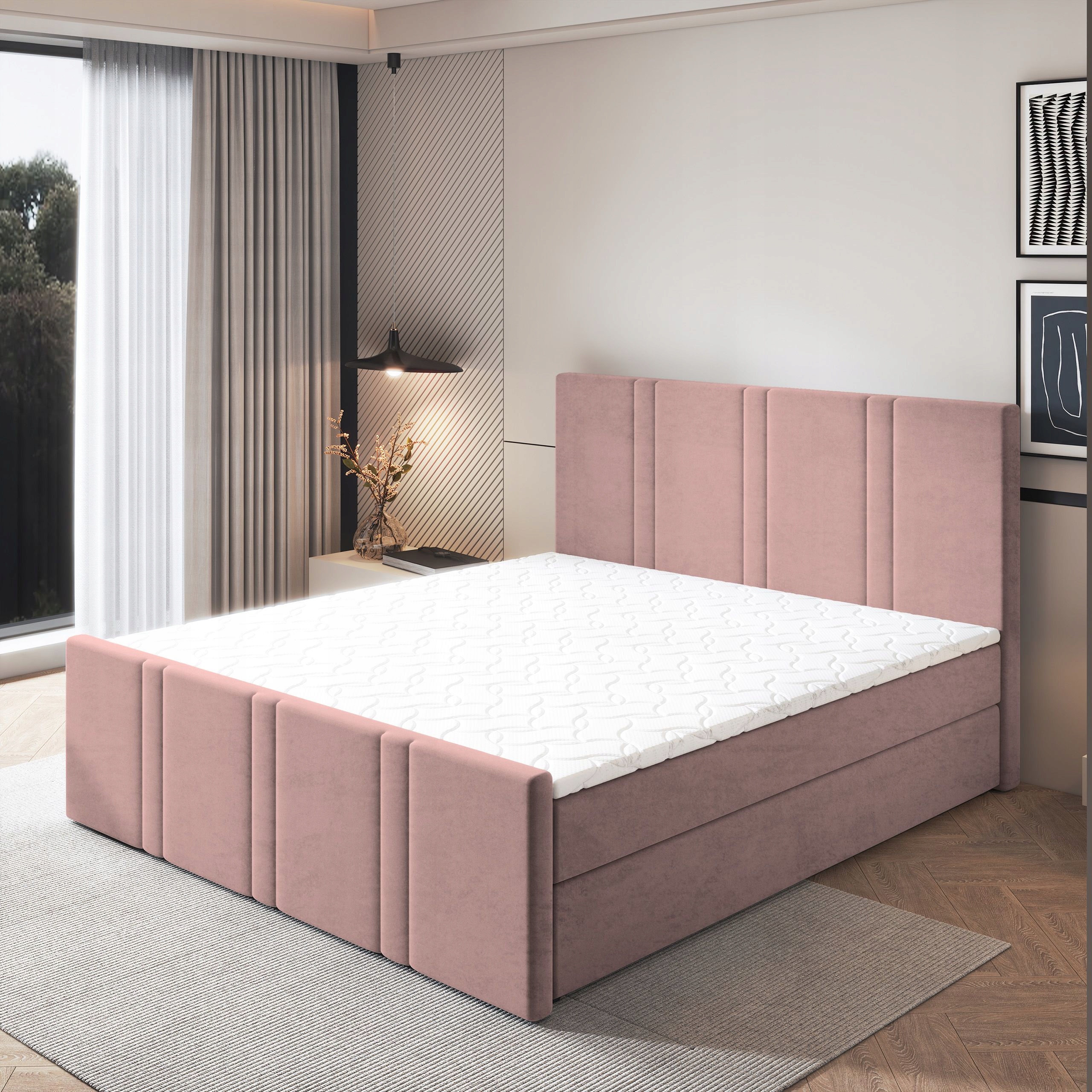 Kontinentální postel Comoza 160x200 cm Matrace Klasická Komfortní Růžová