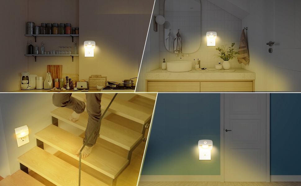 LAMPKA NOCNA LED CZUJNIK RUCHU GNIAZDKO 3 TRYBY NEXOO Jasność 60 lm