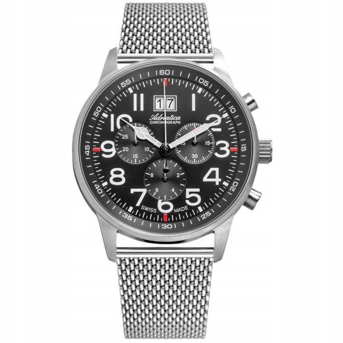 Adriatica pánské hodinky stříbrné s černým ciferníkem a datumovkou