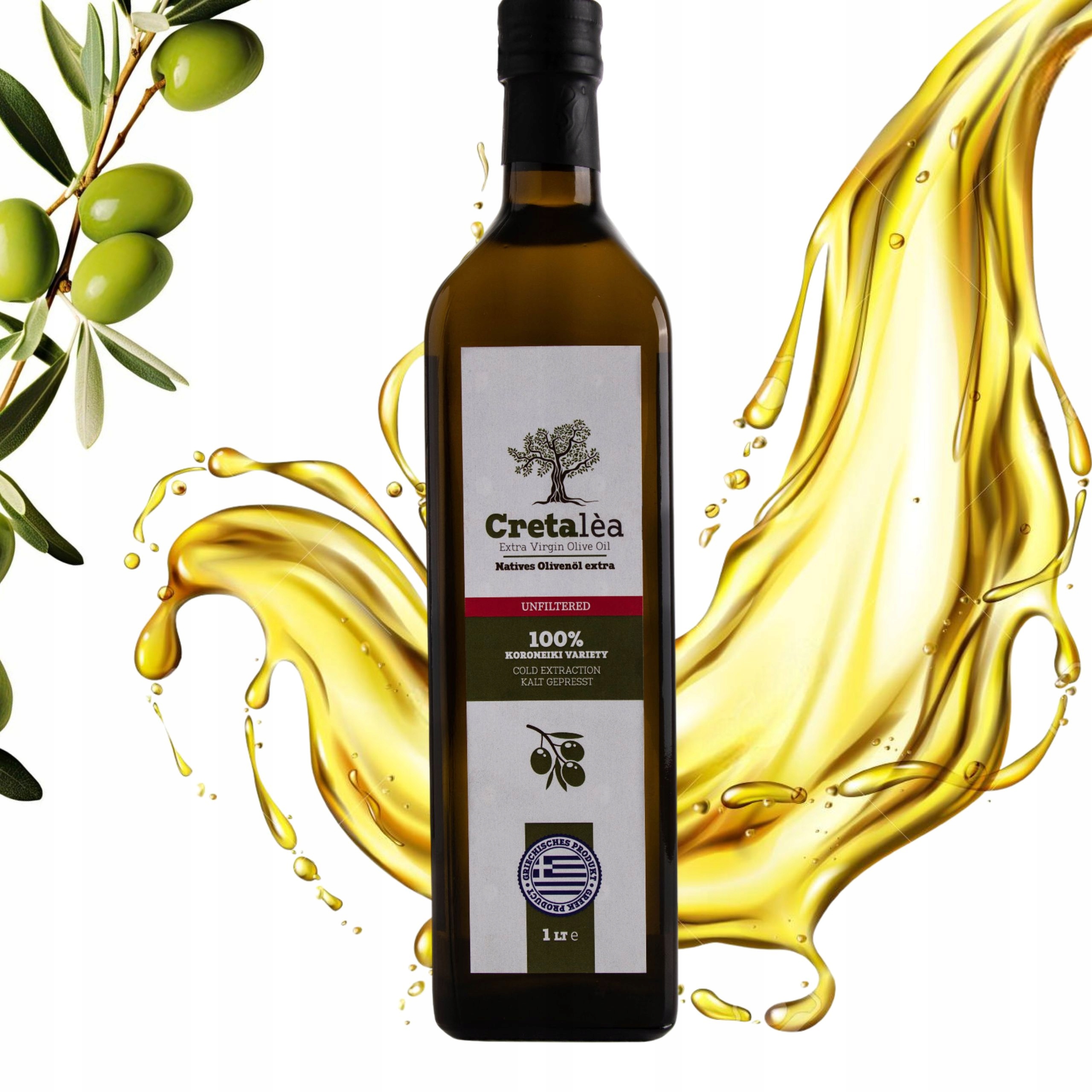 Levně Extra panenský olivový olej 1 l Nefiltrované řecké datum do 2027 Láhev