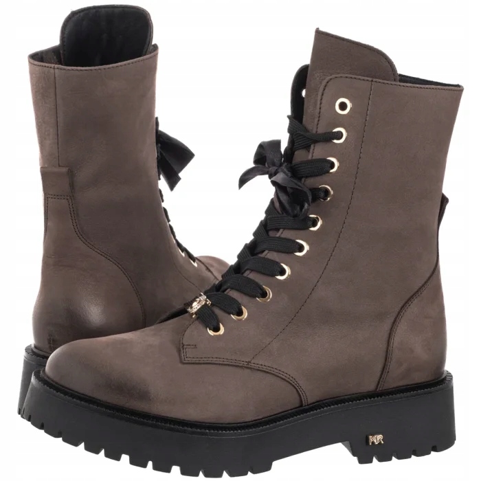 Kožené dámské kozačky Kotníkové Boty Karino Hnědé 5662/008-F