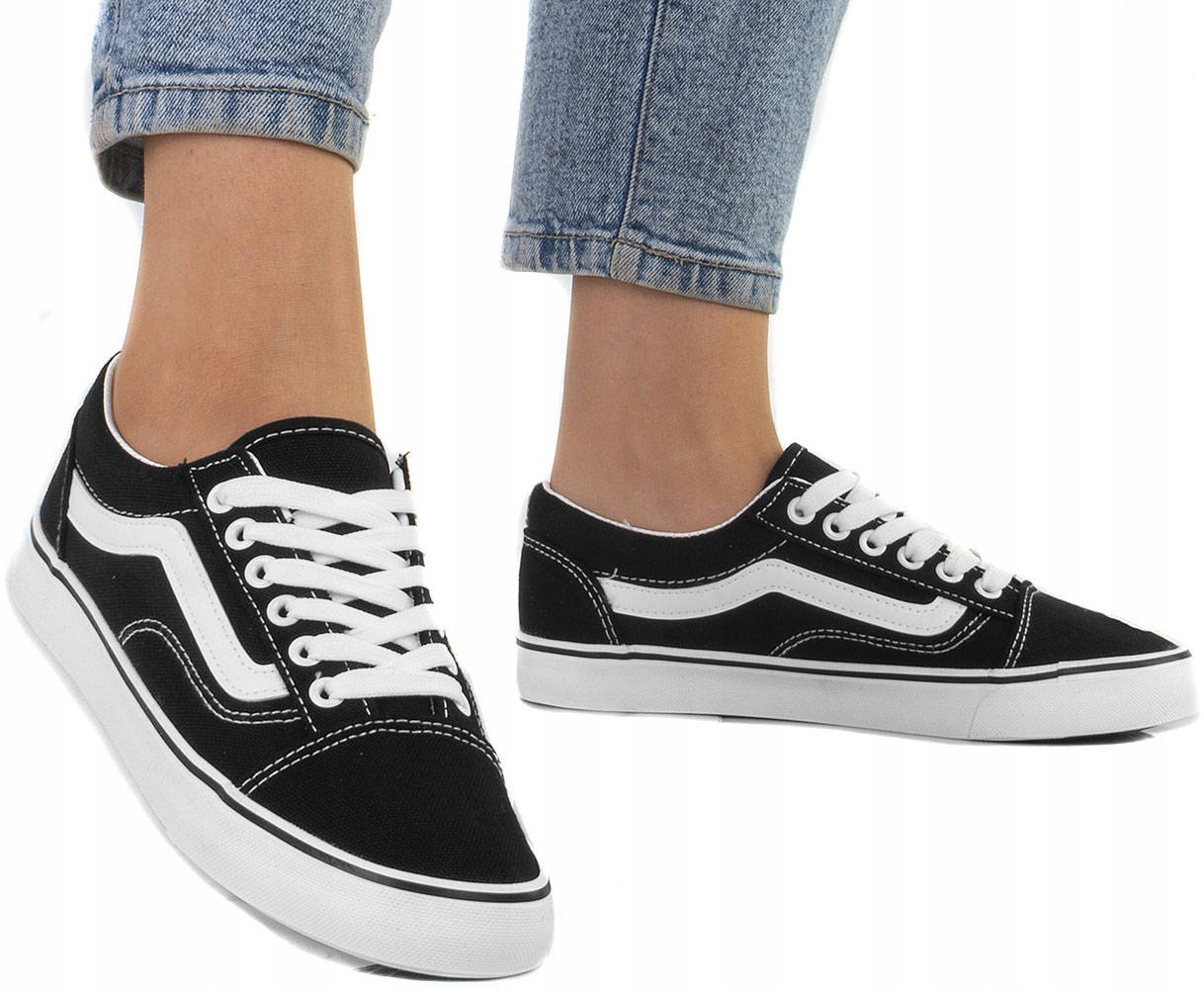 

4999 Czarne Stylowe Trampki ala Vansy Niskie 38