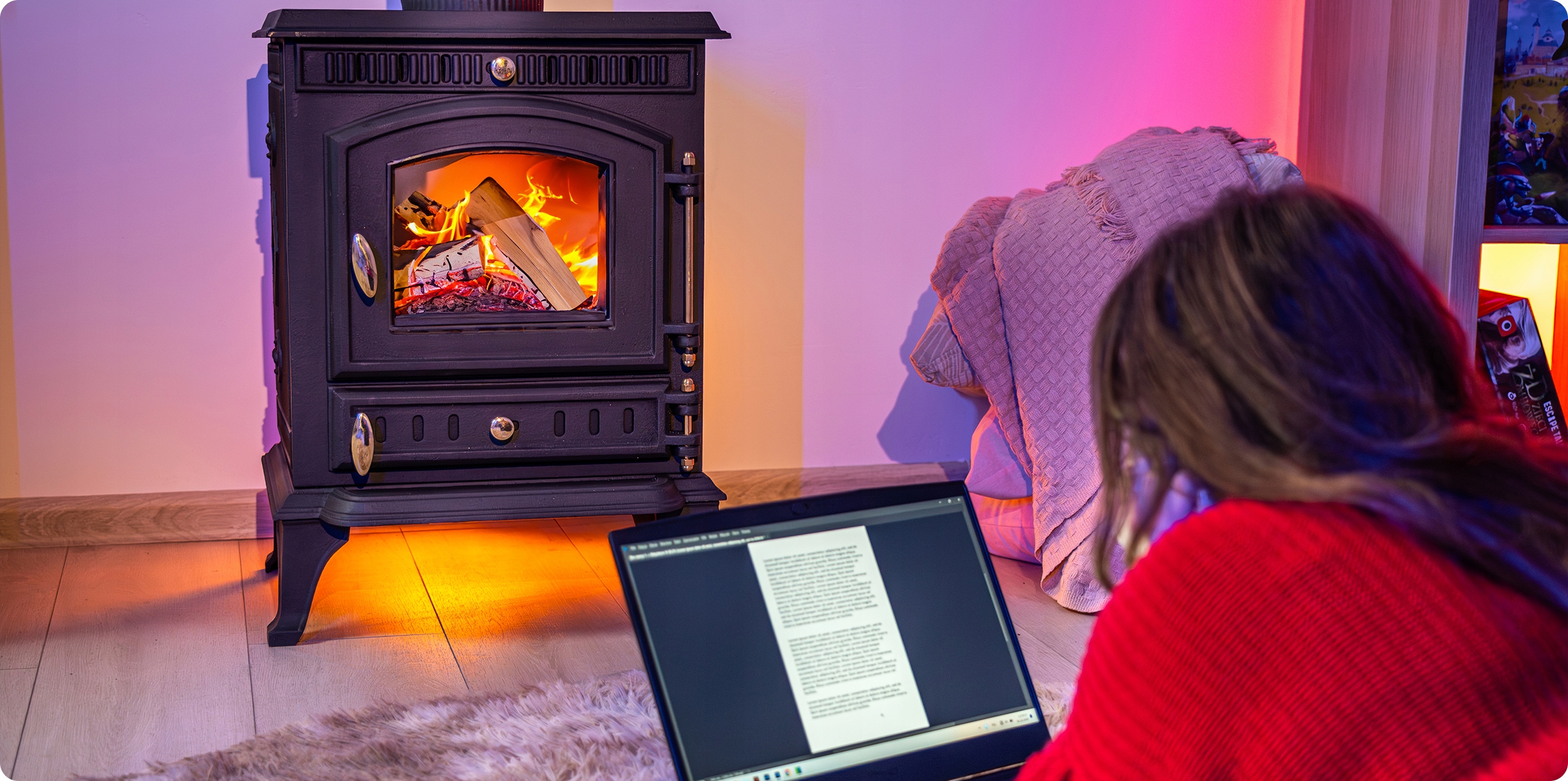 Piec na drewno wolnostojący 7kW koza kominek zestaw piecyk żeliwny Thunder Szerokość 47 cm