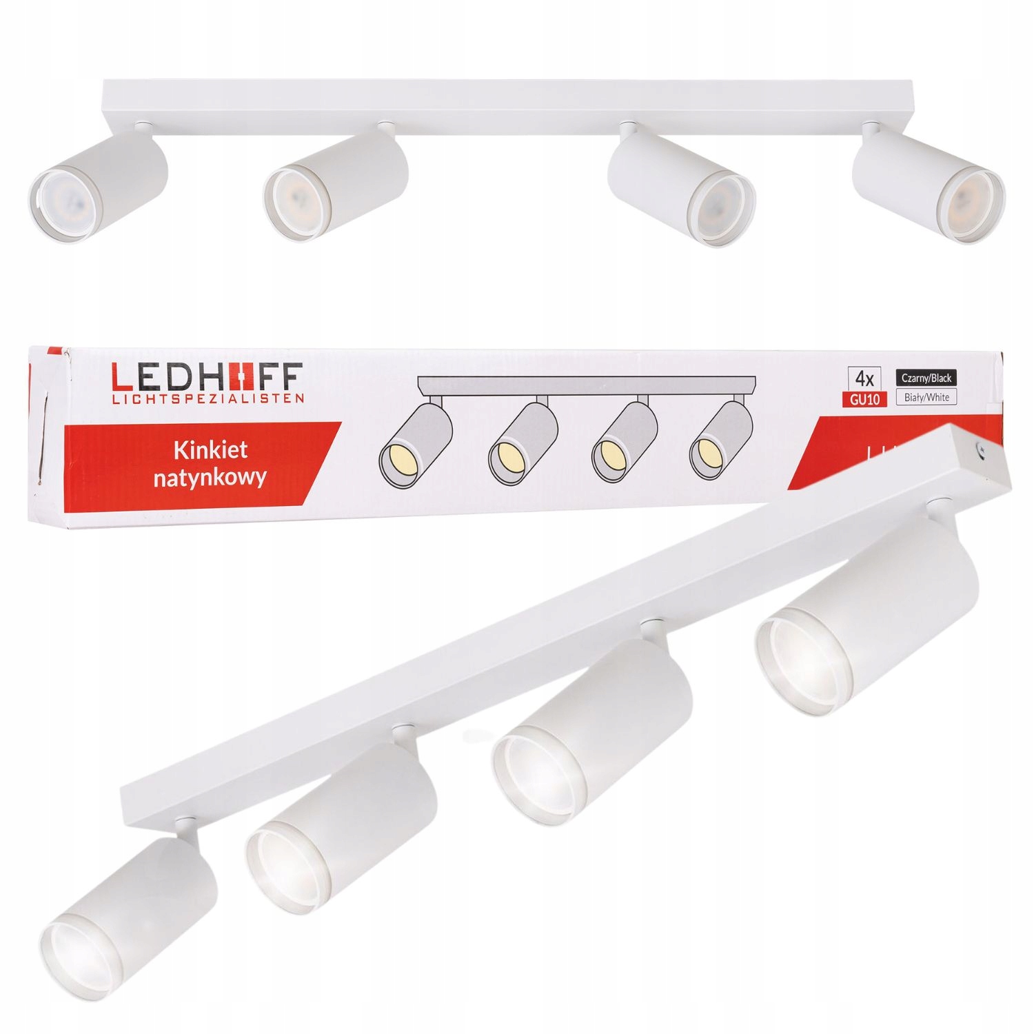 Lampa sufitowa kinkiet Ścienny oprawa 4x Spot Biała do pokoju Regulowana