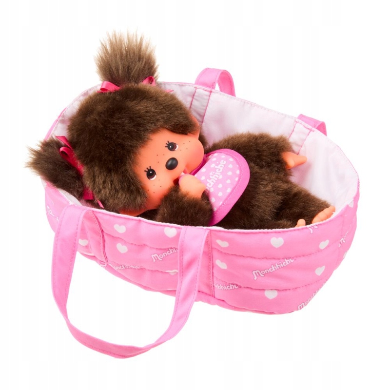 Monchhichi 204069 Małpka Dziewczynka z łóżeczkiem 20 cm