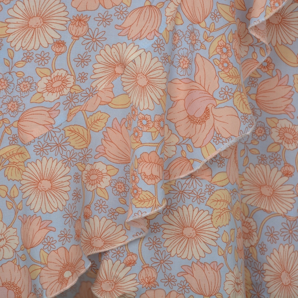 BOHO LETNIE SZYFONOWA SPÓDNICA W KWIATY Wzór dominujący kwiaty