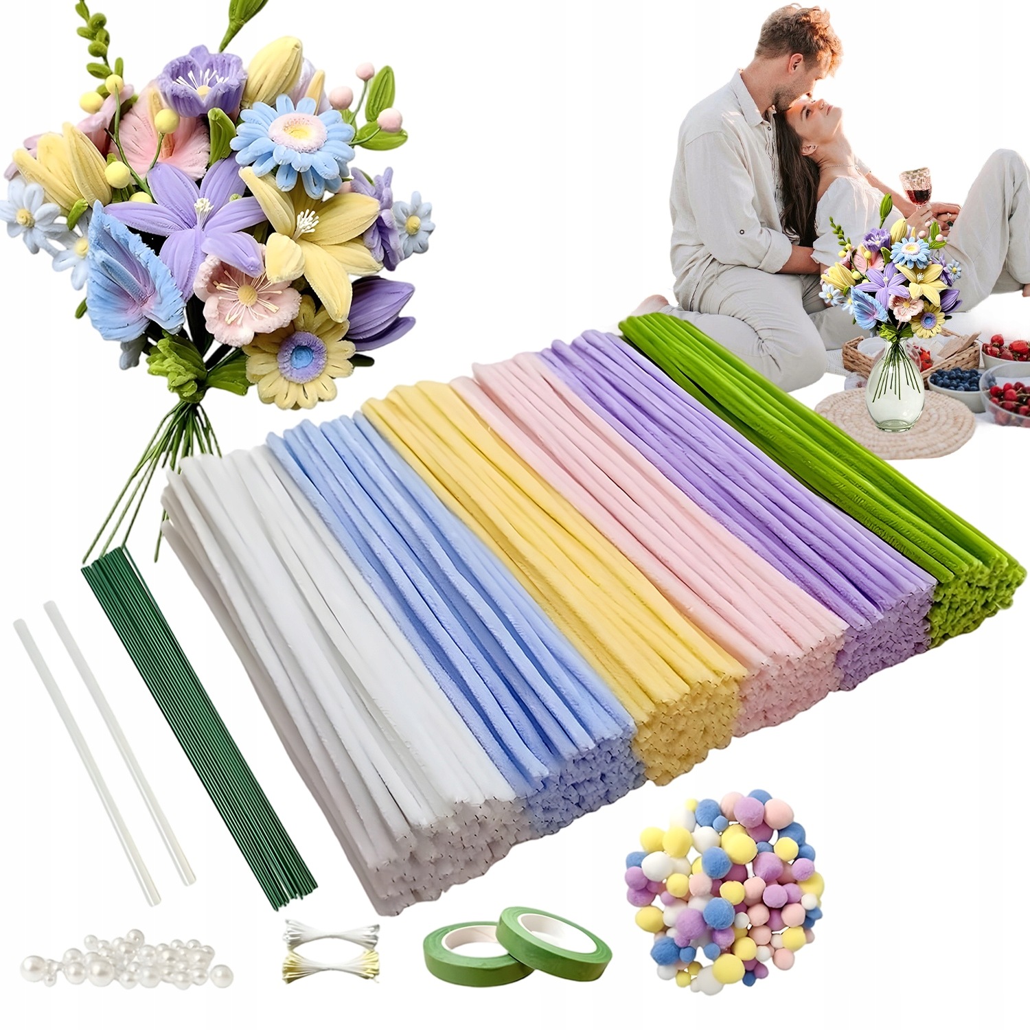 Sada Pro Ruční Práce 500 Kreativních Drátků Kytice Květin Diy