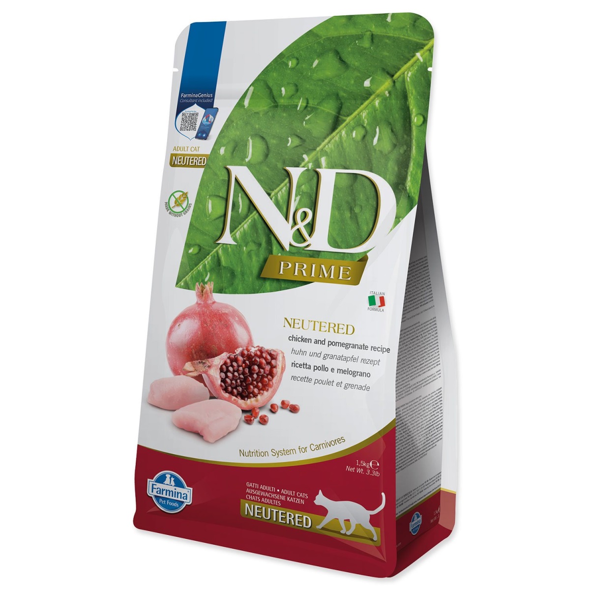 Levně Krmivo N&d Cat Prime Neutered Chicken & Pomegranate 1,5kg