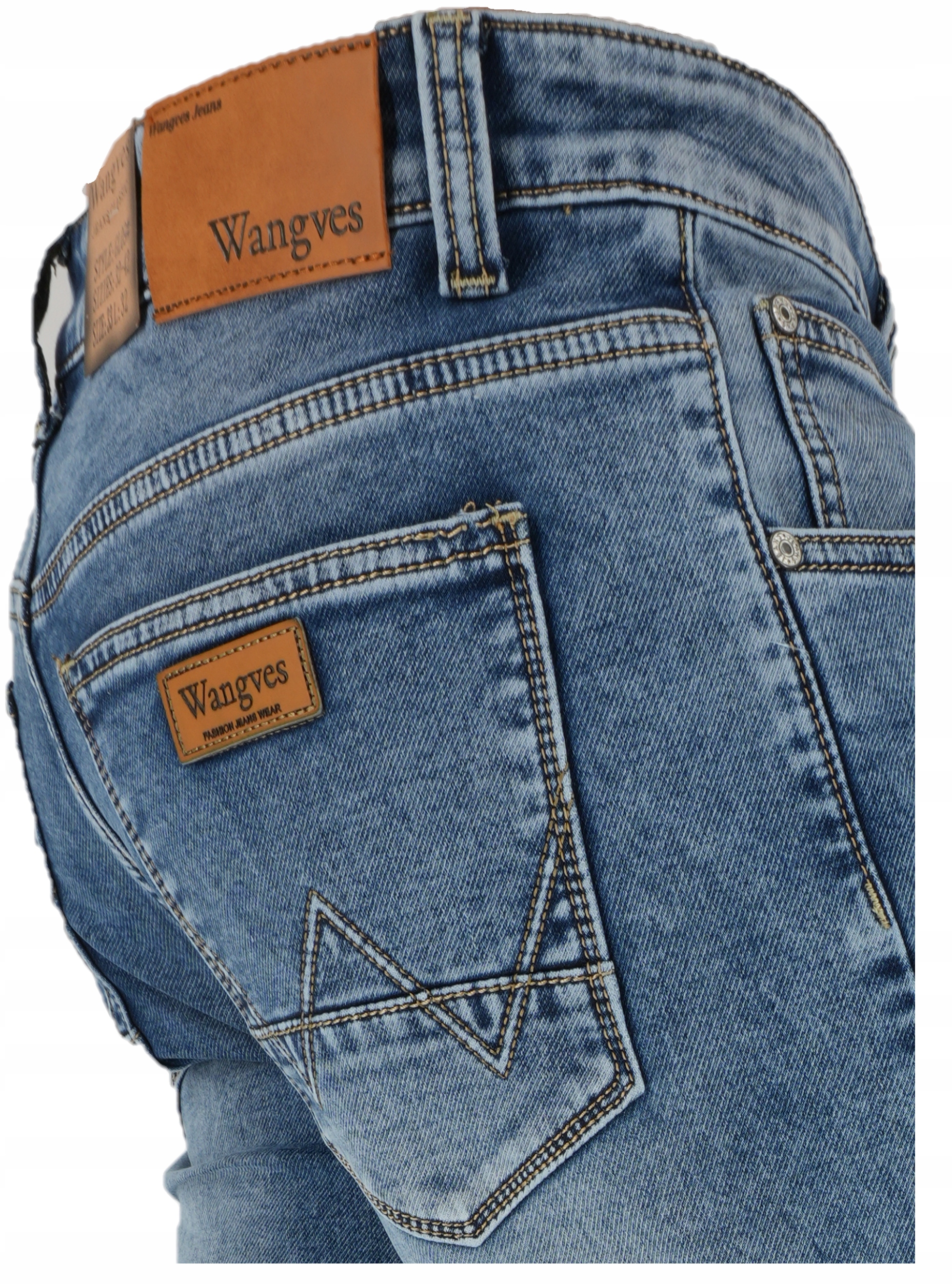 SPODNIE MĘSKIE PROSTA NOGAWKA PRZETARTE JEANSY L32 W32 Materiał dominujący bawełna