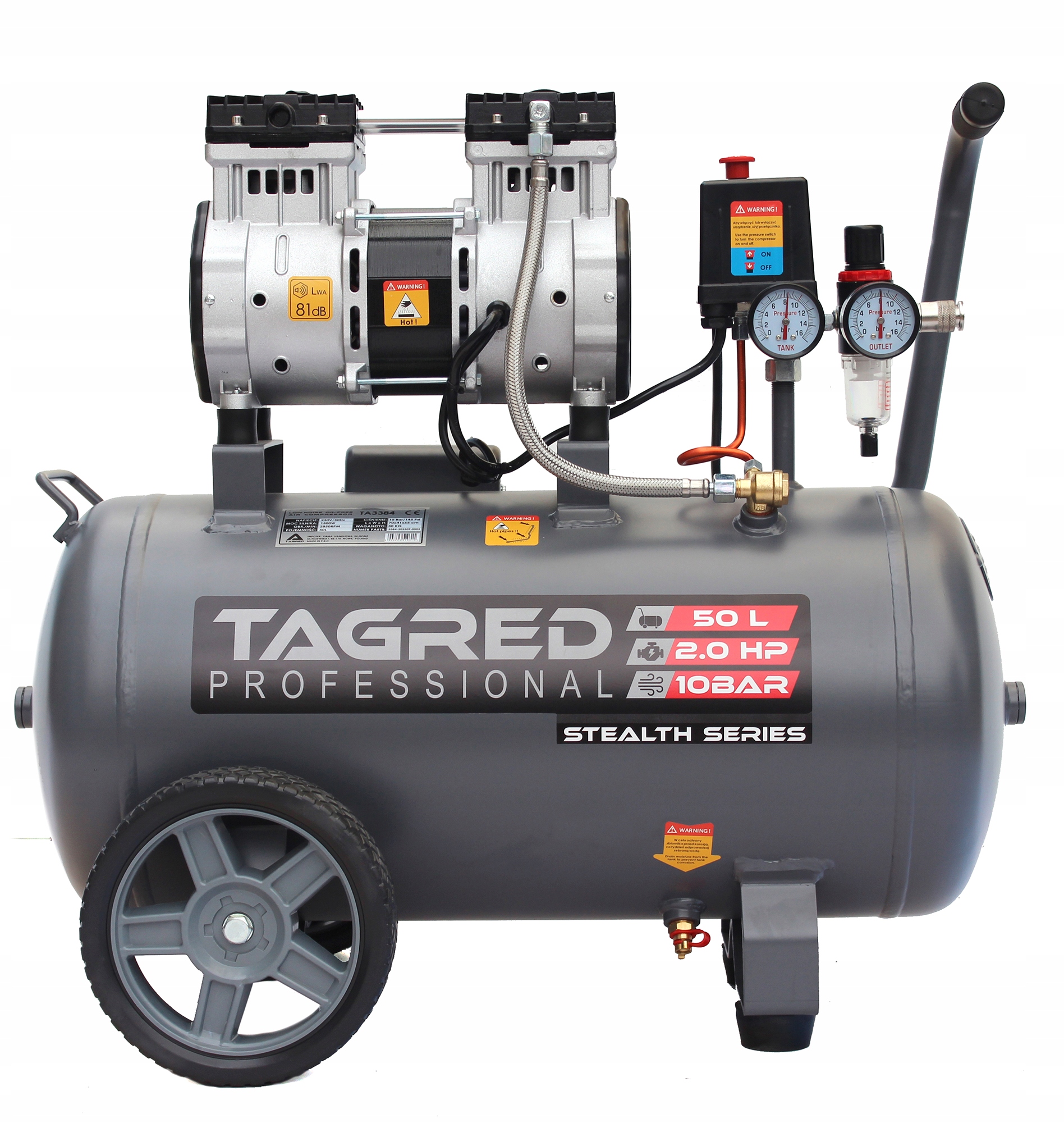 Kompresor bezolejowy Tagred TA3384 50 l 10 bar Marka Tagred