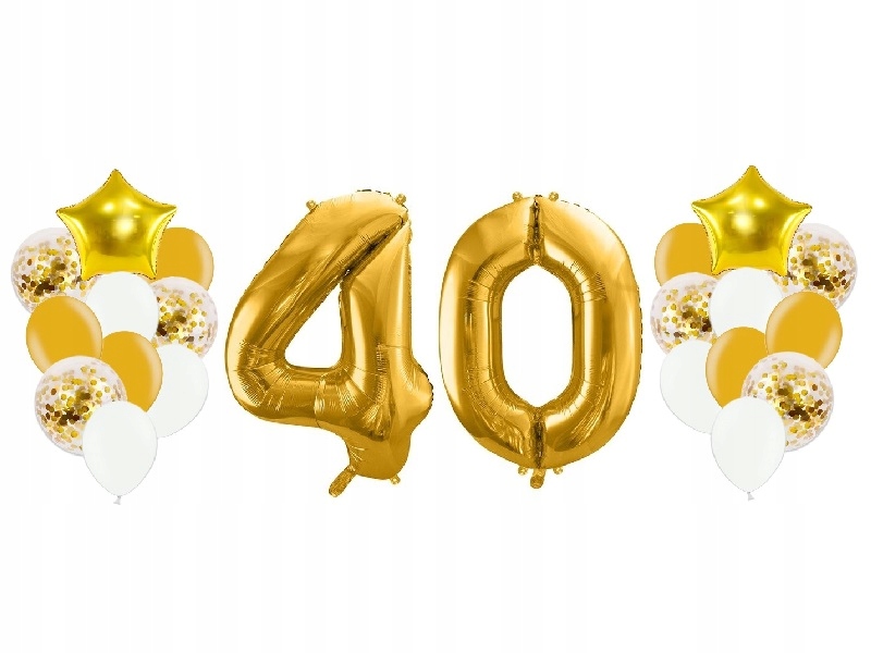 

Balony na 40 urodziny czterdziestkę złote 22szt