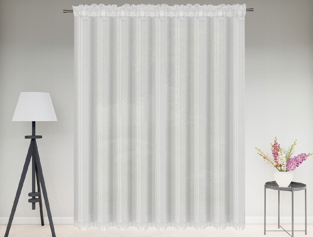 FIRANA GOTOWA Z LAMÓWKĄ 220x400 FIRANY NA ŻABKI Wzór gładki