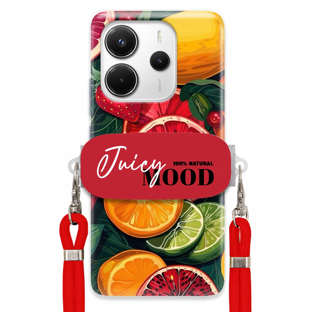 Puzdro pre Xiaomi Redmi Note 14 4G Červené vodítko držiak Juice Mood Módne