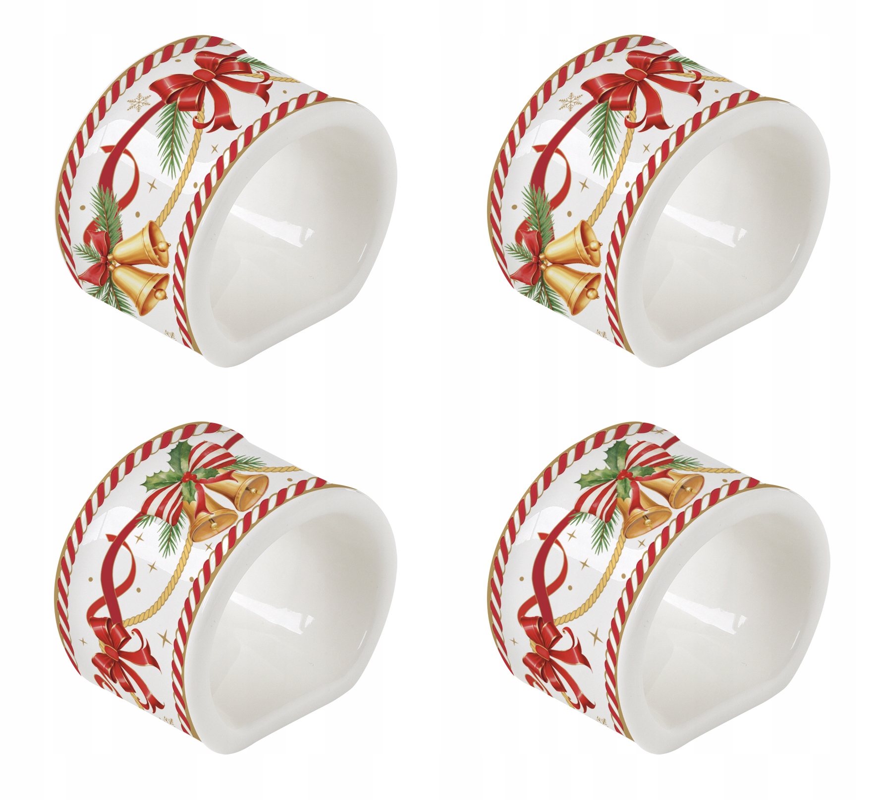 Vánoční snubní prsteny na ubrousky, porcelánové ubrousky, 4 ks – 4,5 cm