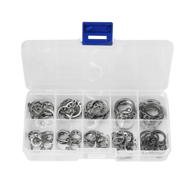 Zestaw pierścieni segera zewnętrznych Din 471 – 100 szt., średnica 8–18 mm, segera