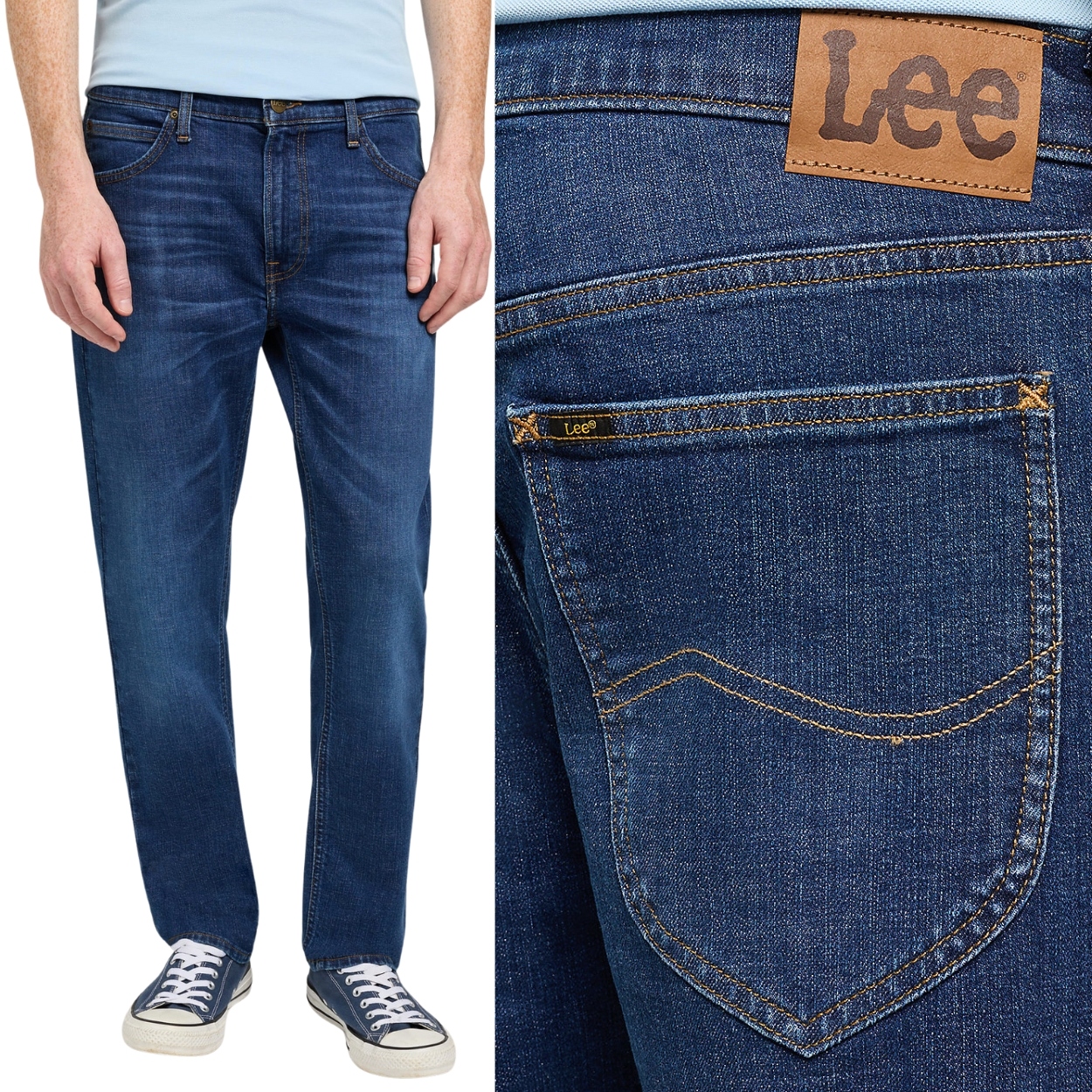 Lee Daren Zip Fly Springfield Džíny rovné tmavé džínové kalhoty W36 L34