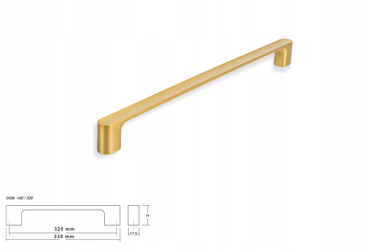 Nábytková úchytka Viefe Luv 0536 rozteč 320, délka 330, mosazný cava kartáč