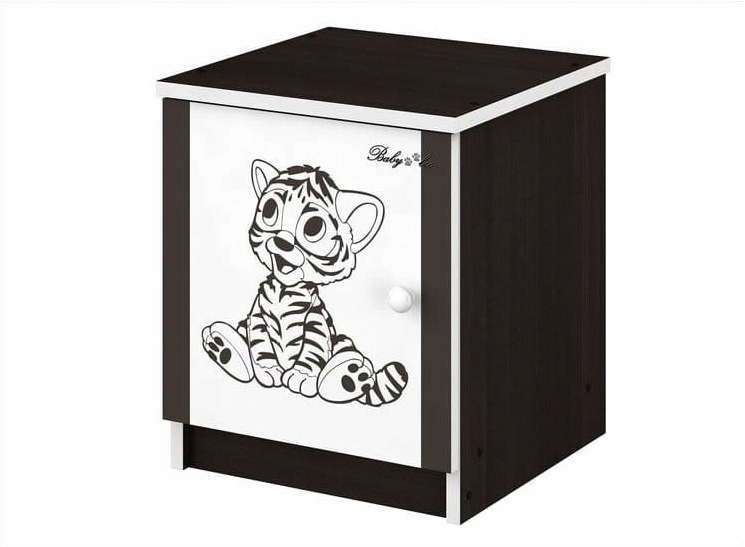 Detský nočný stolík BOO biely-hnedý tiger